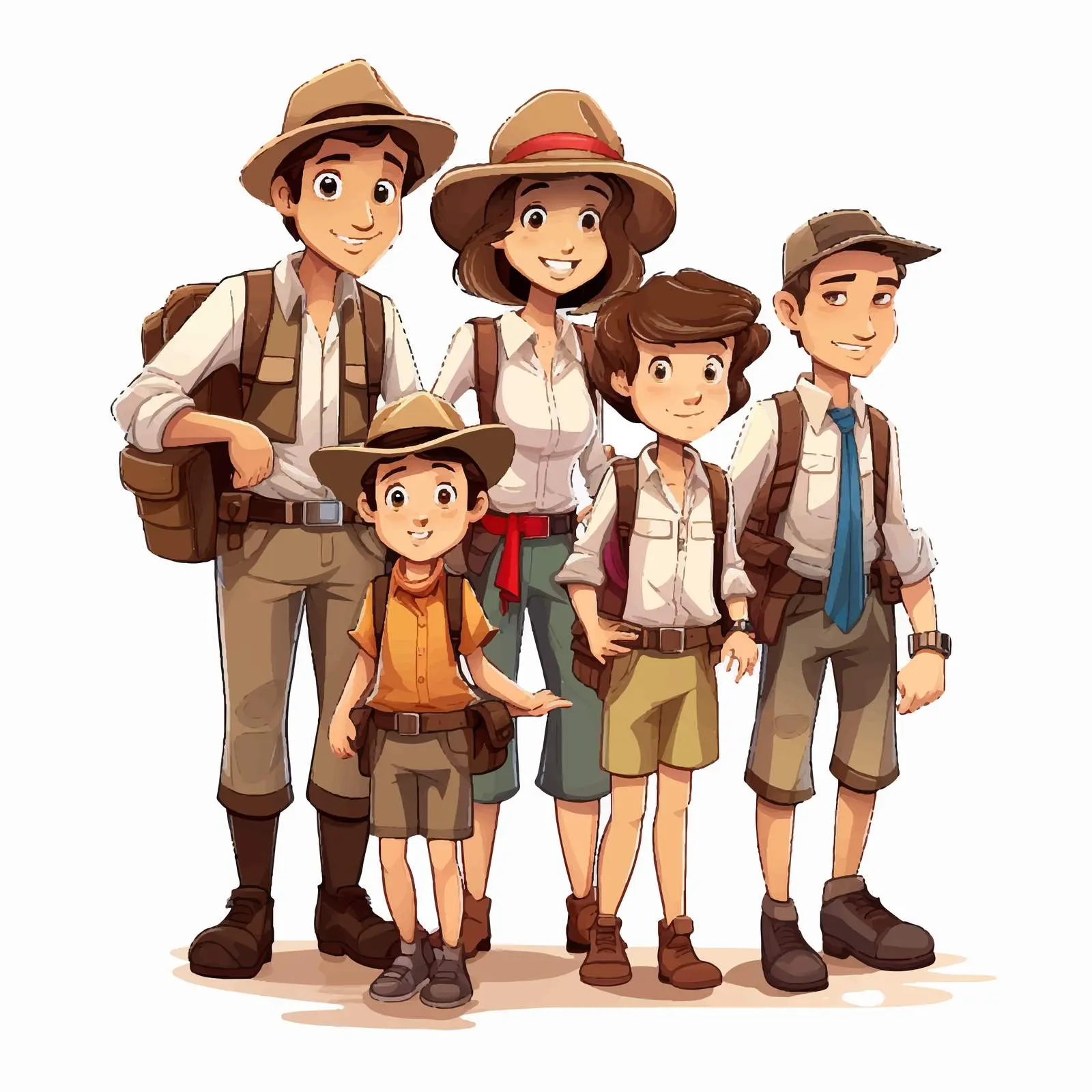 Family of Explorers Illustration on White Background — free download from Dotvec