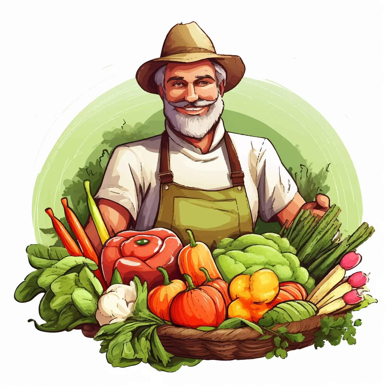 Farmer with Vegetables Cartoon Illustration — free download from Dotvec