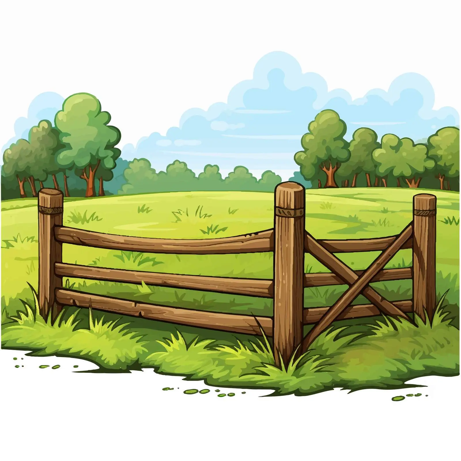 Cartoon Vector of Field with Fence Illustration — free download from Dotvec