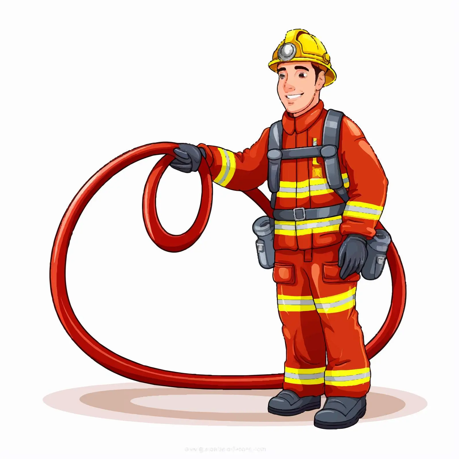 Fireman Holding Hose Vector Illustration — free download from Dotvec
