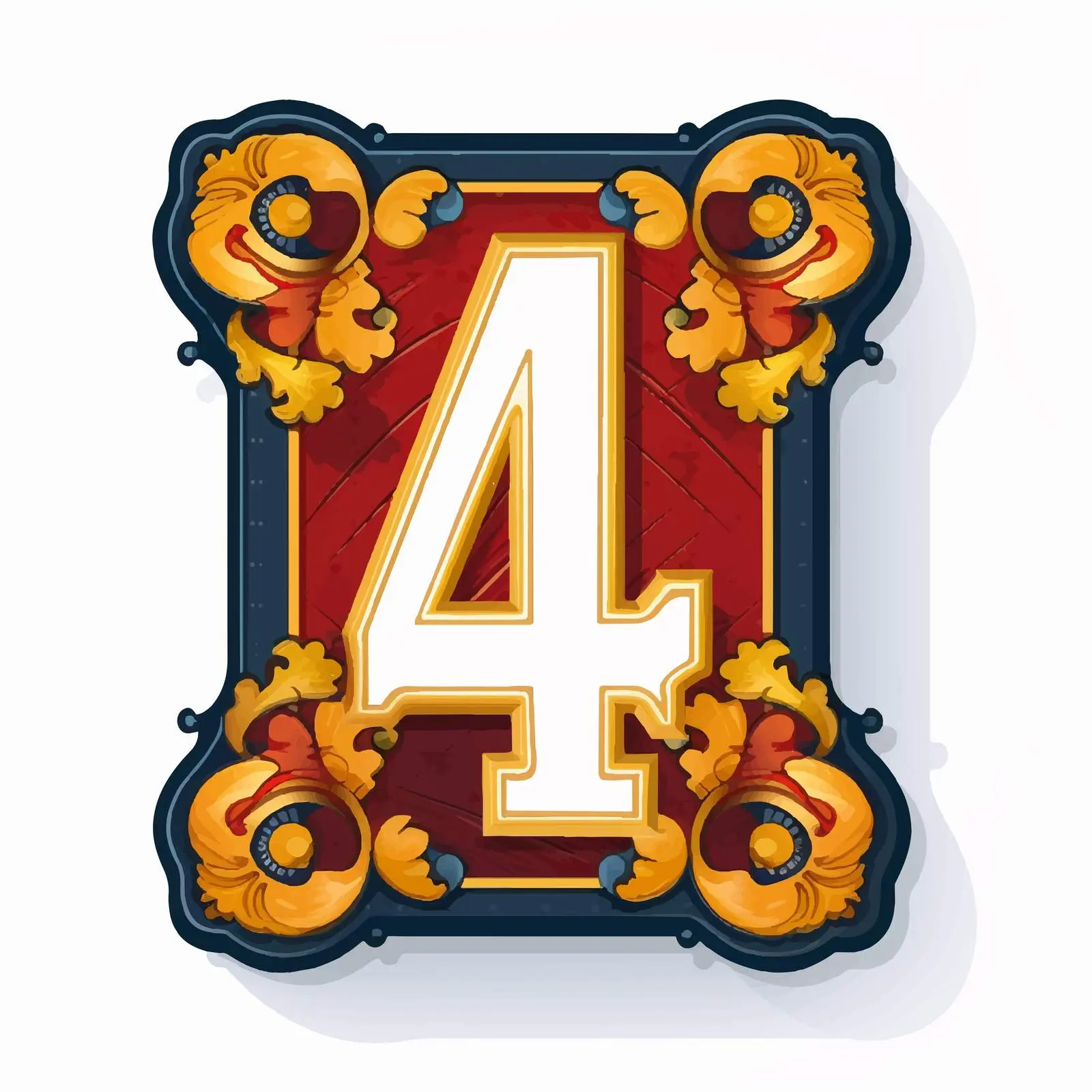 Cartoon Flashcard Number Four Illustration — free download from Dotvec