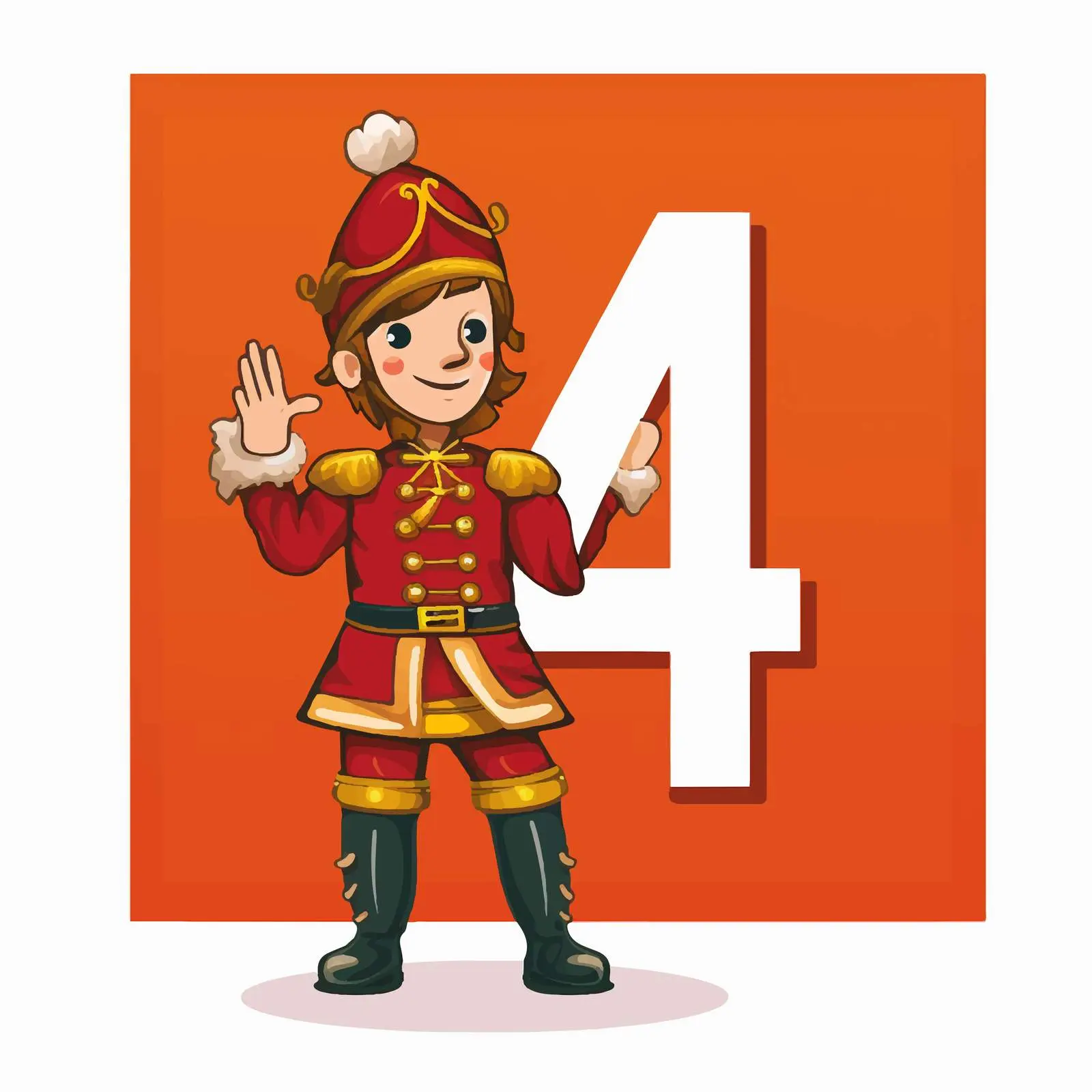 Flashcard Number Four Cartoon Illustration Vector — free download from Dotvec