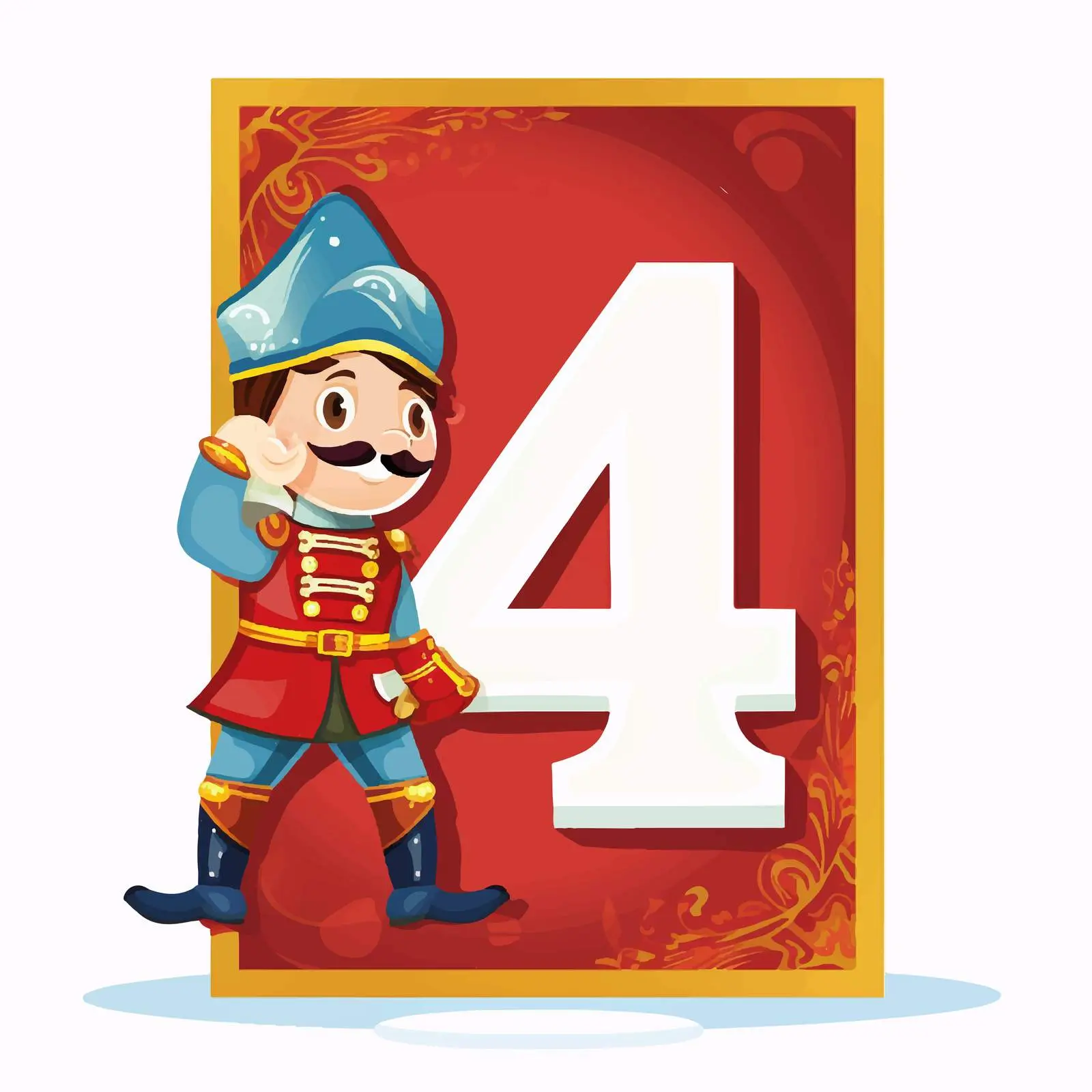 Cartoon Vector Flashcard Number Four Illustration — free download from Dotvec