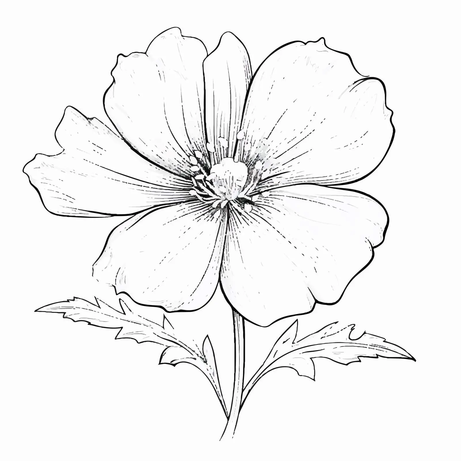 Elegant Flower Sketch on White Background — free download from Dotvec