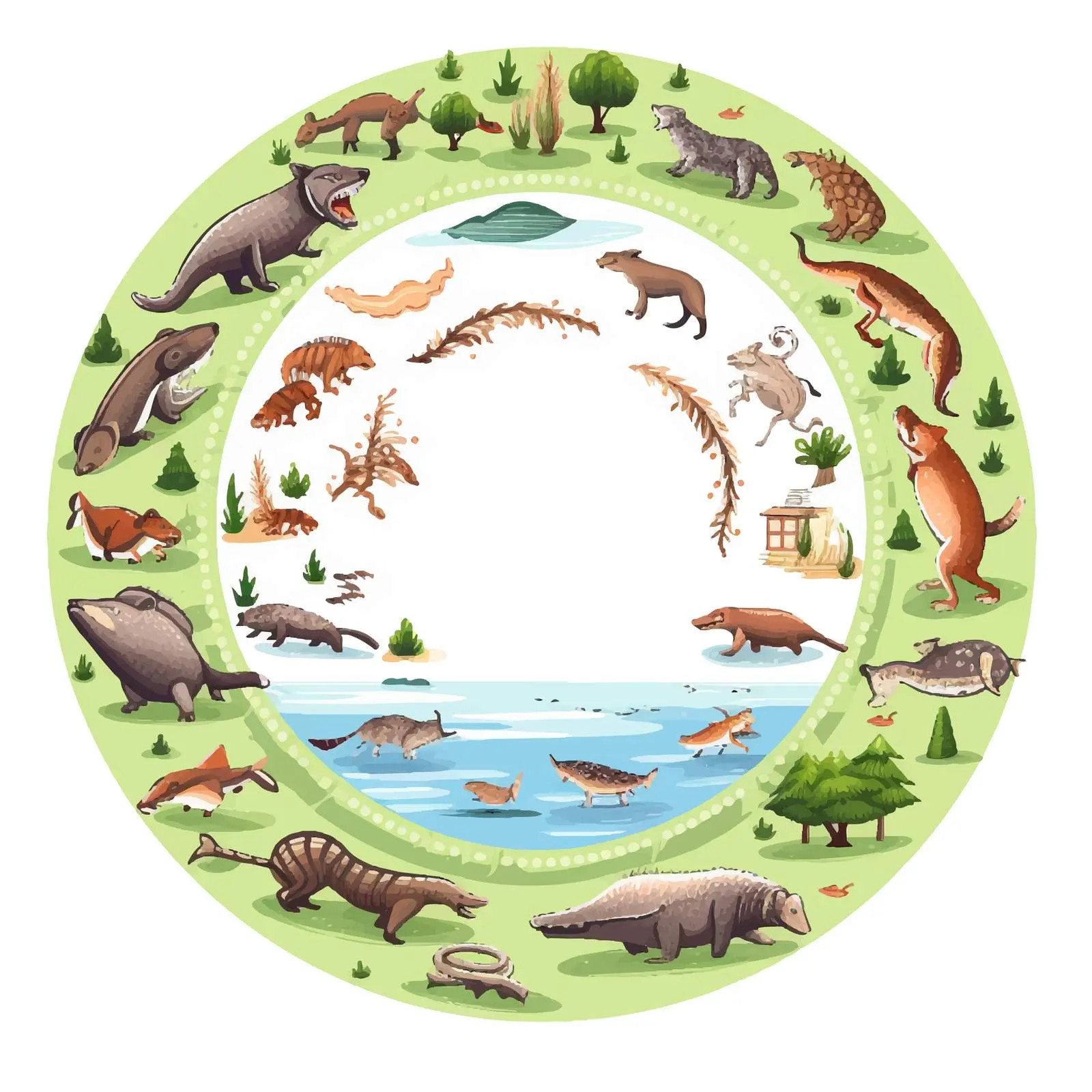 Colorful Cartoon Food Chain Cycle Illustration — free download from Dotvec