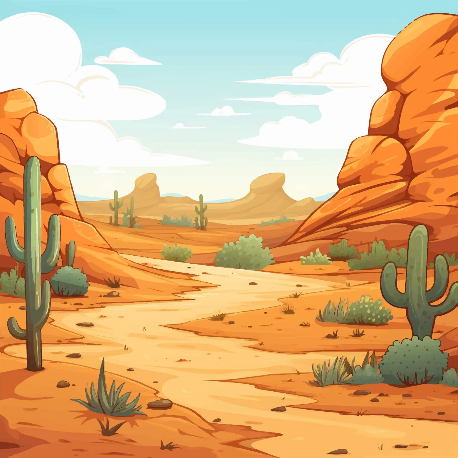 Cartoon Forest in a Desert Landscape Vector — free download from Dotvec