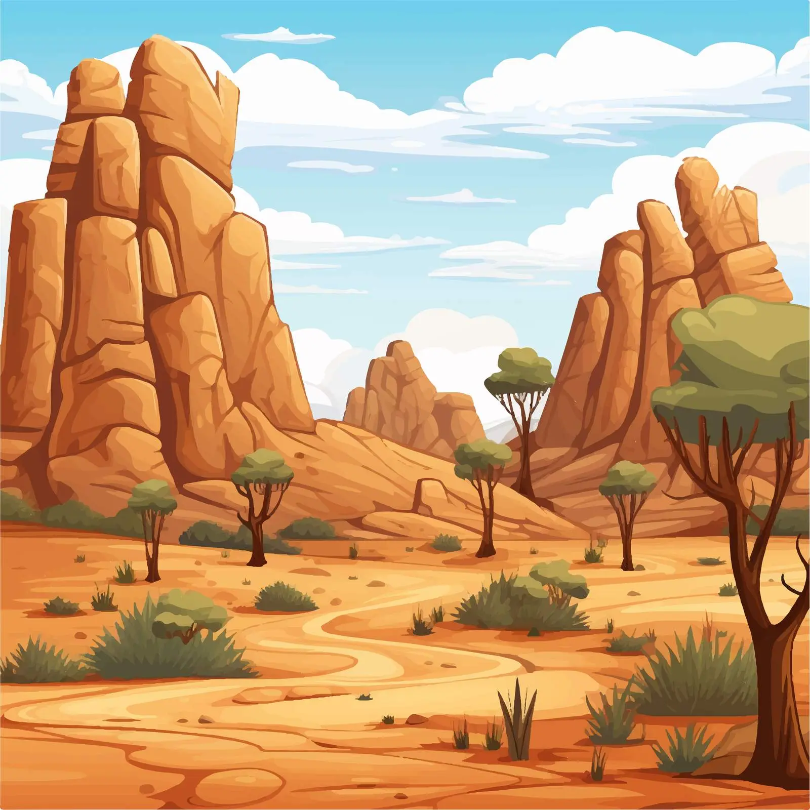 Desert Forest Illustration in Cartoon Style — free download from Dotvec