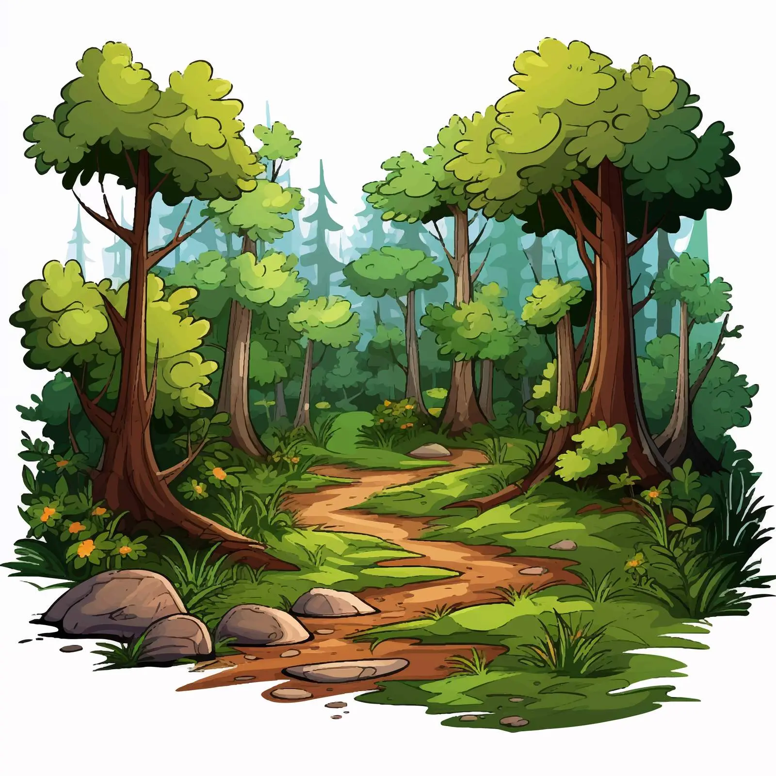 Cartoon Forest Vector Illustration Design — free download from Dotvec