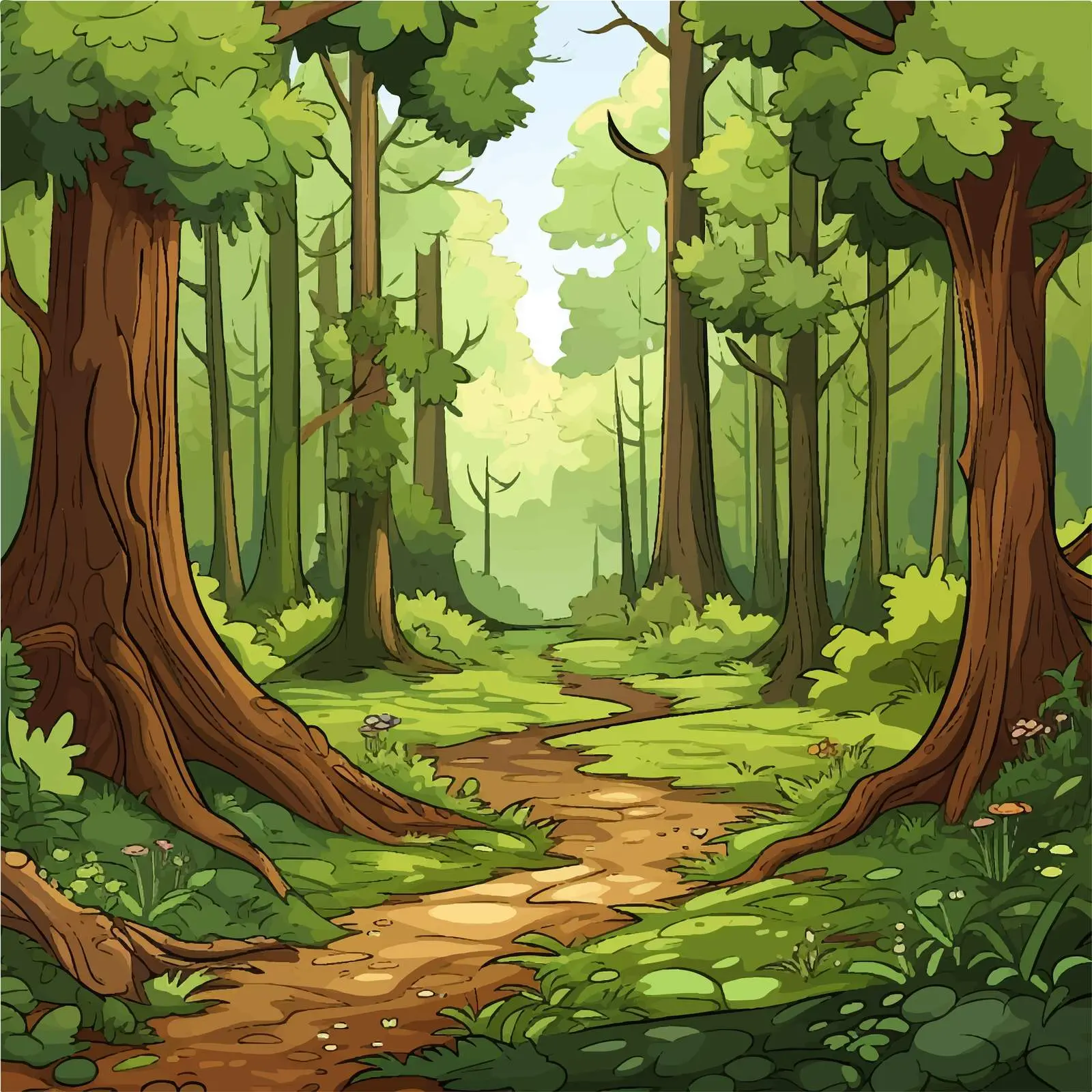 Cartoon Forest Vector Illustration — free download from Dotvec