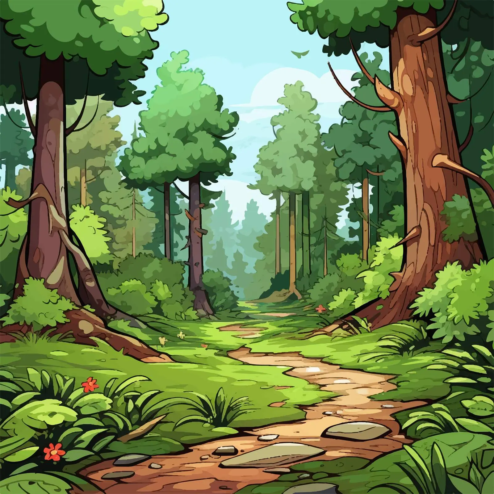 Cartoon Forest Vector Illustration — free download from Dotvec