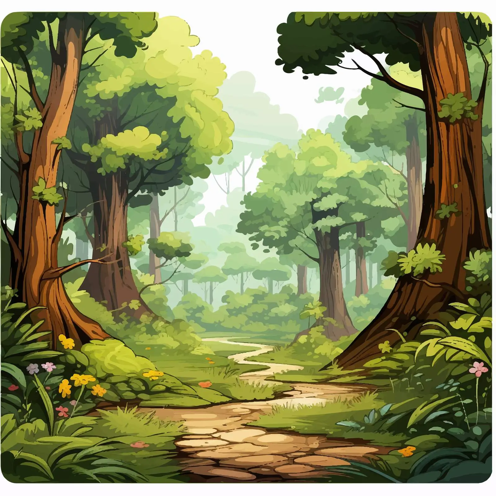 Cartoon Forest Vector Illustration for Creative Projects — free download from Dotvec