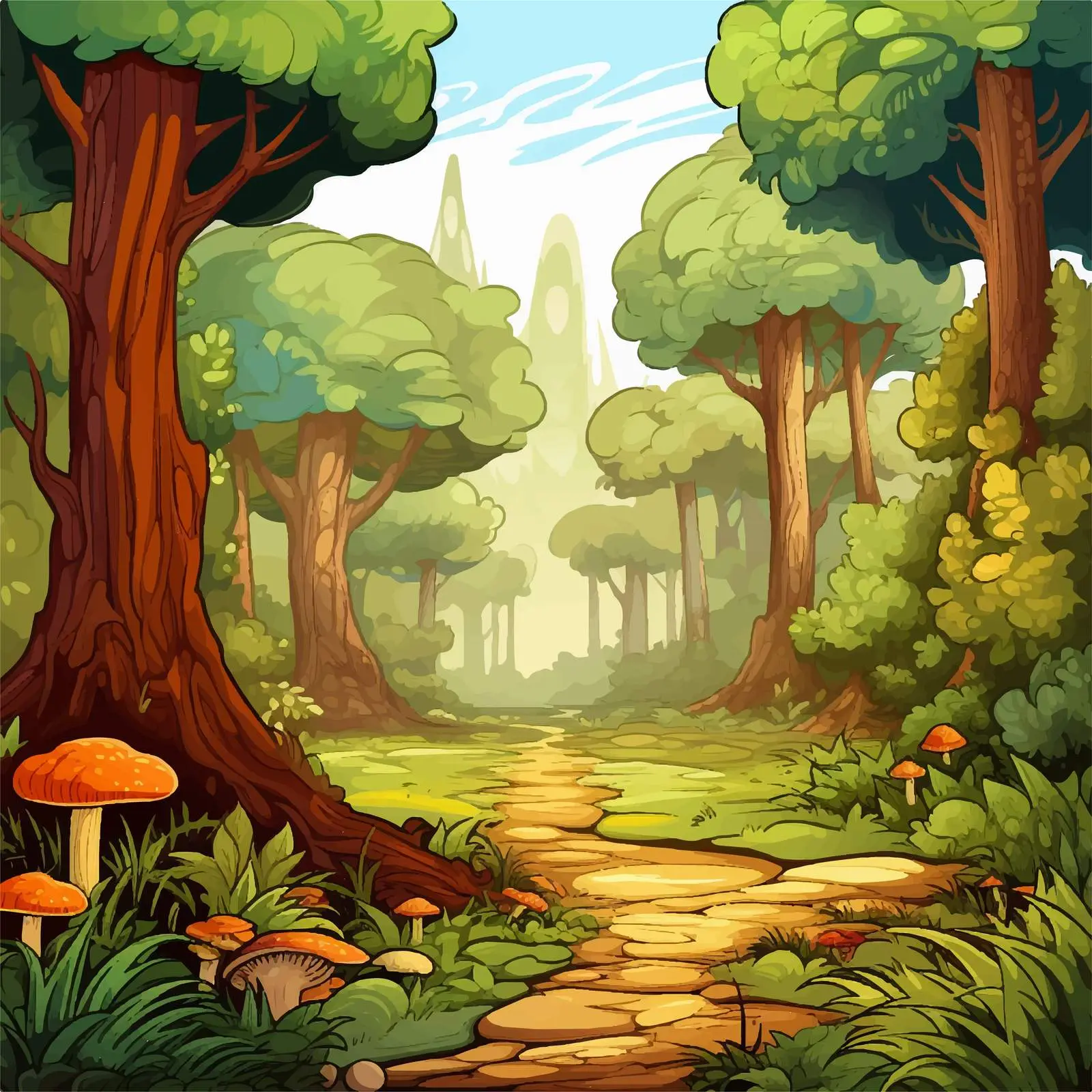 Cartoon Forest Illustration Vector Design — free download from Dotvec