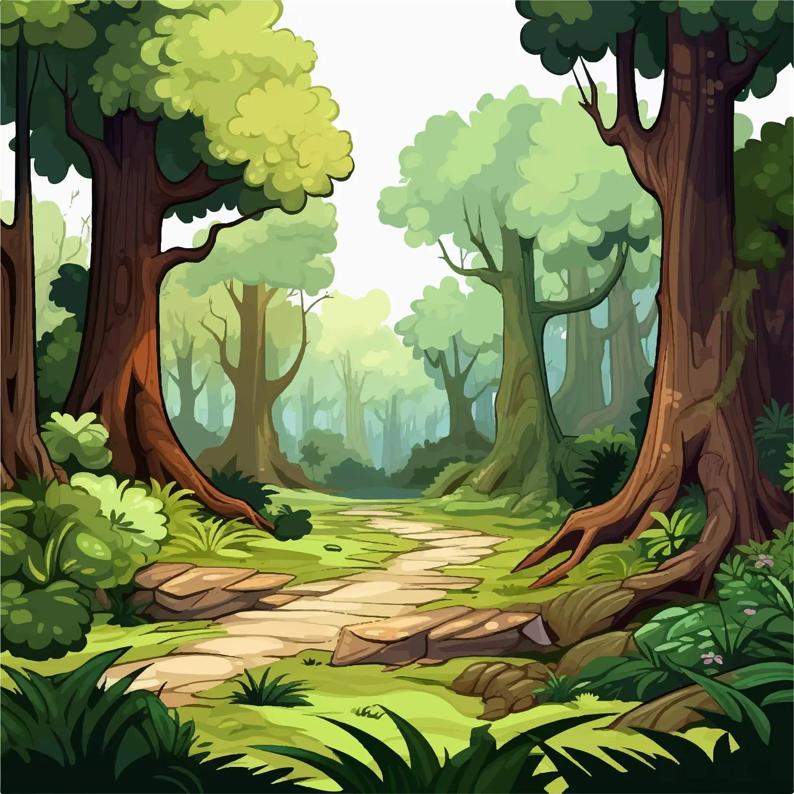 Cartoon Forest Illustration Vector Art — free download from Dotvec