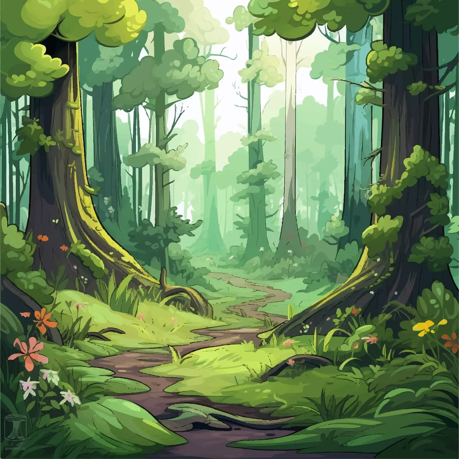 Cartoon Forest Vector Illustration — free download from Dotvec
