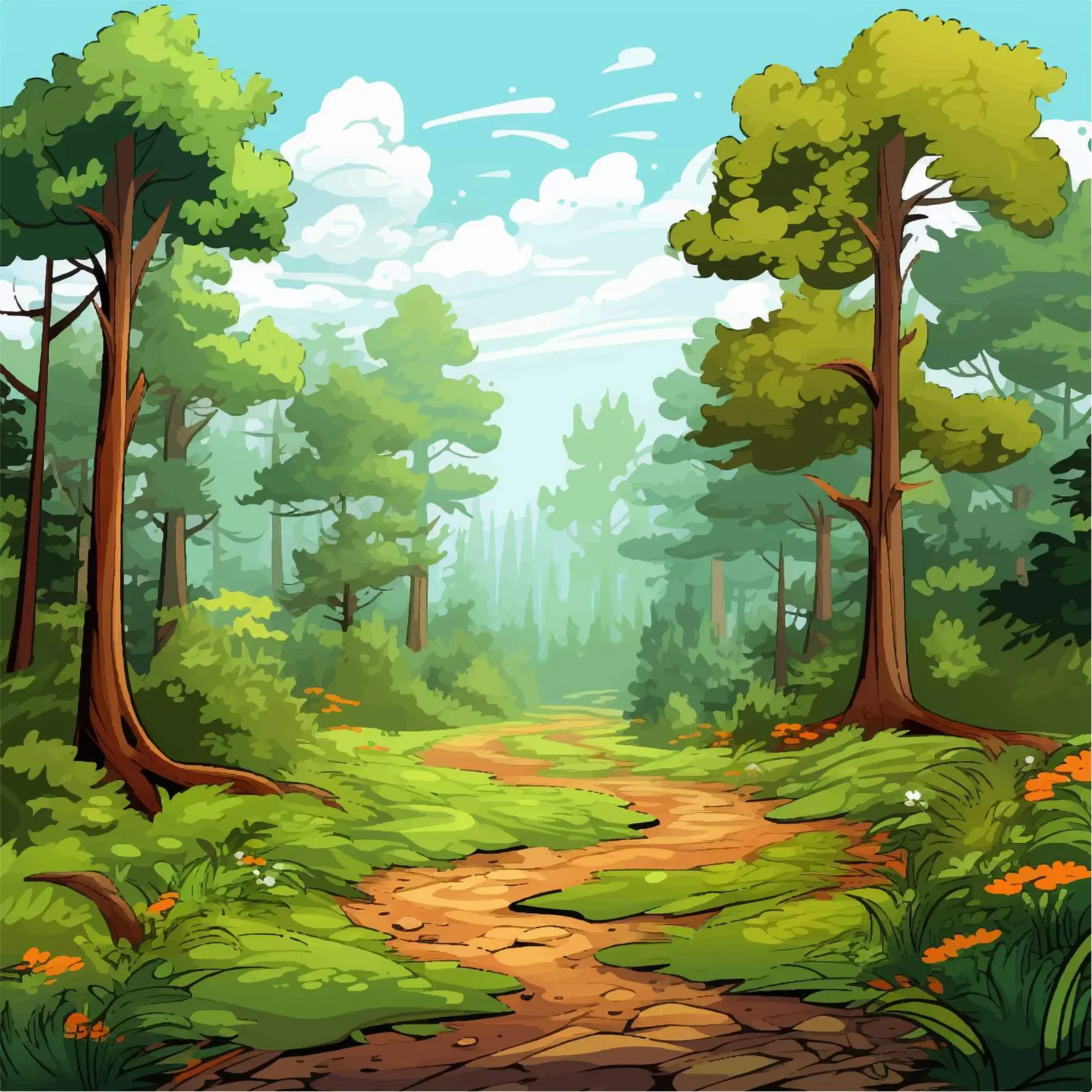 Daytime Forest View Cartoon Vector Illustration — free download from Dotvec