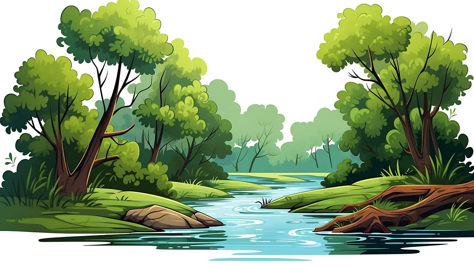 Forest River Illustration — free download from Dotvec