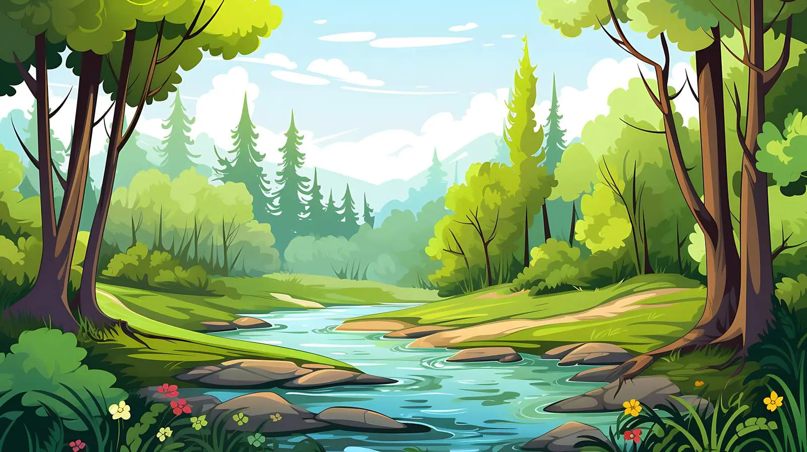 Tranquil Forest River Scene — free download from Dotvec