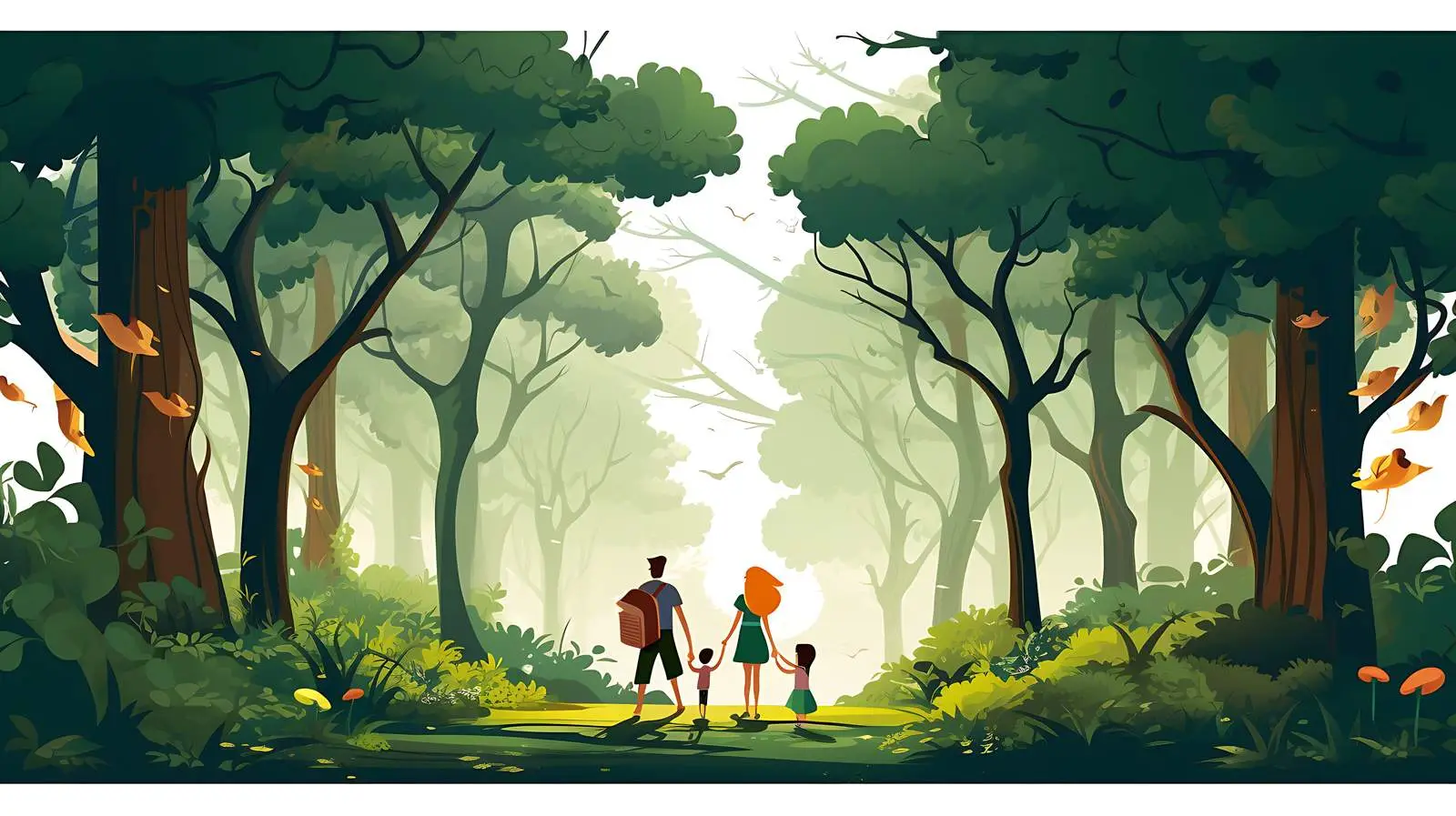 Forest Family Scene Vector Illustration — free download from Dotvec
