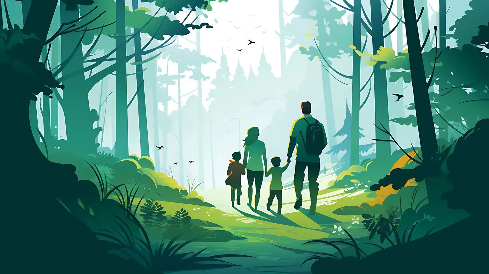 Serene Family Forest Scene Vector Illustration — free download from Dotvec