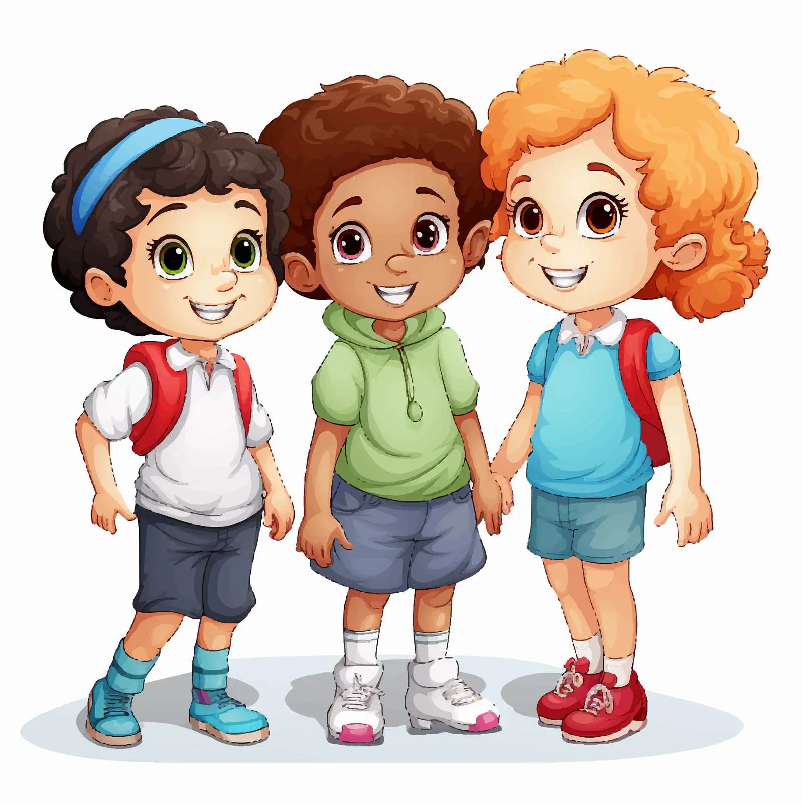 Four Kids Playing Illustration on White Background — free download from Dotvec