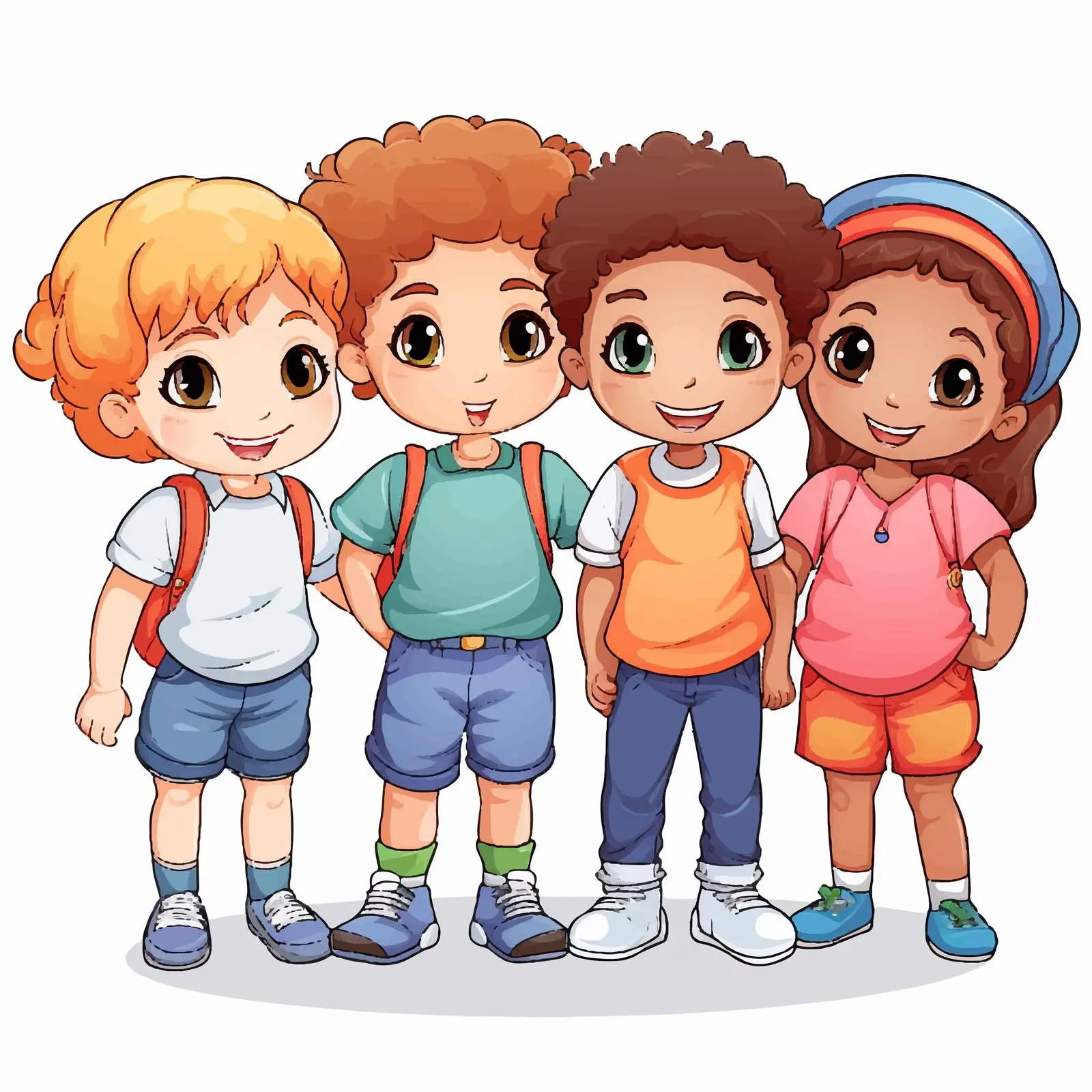 Four Kids Playing on White Background Vector — free download from Dotvec