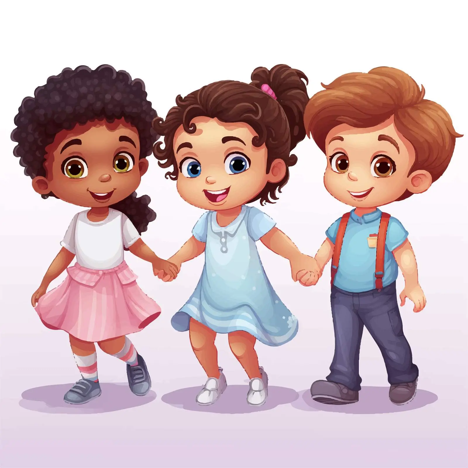 Illustration of Four Kids on White Background — free download from Dotvec