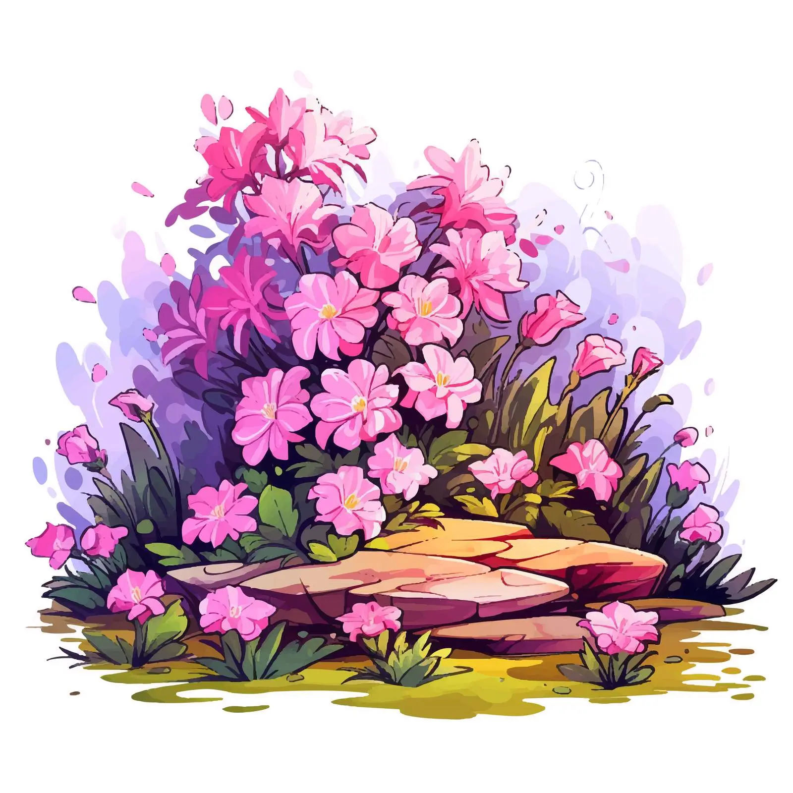 Blooming Pink and Violet Garden Illustration — free download from Dotvec