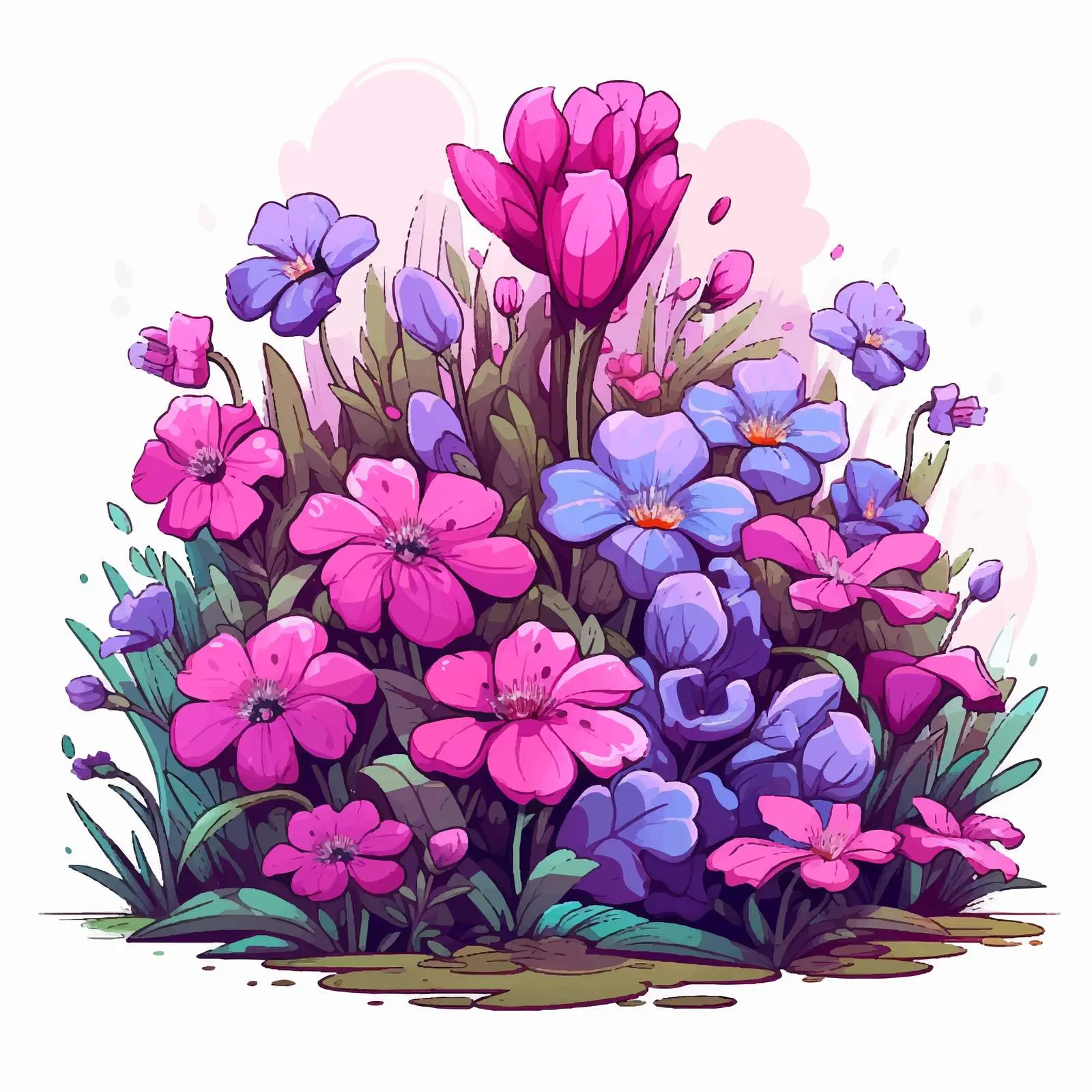 Blooming Pink and Violet Flower Garden Vector — free download from Dotvec