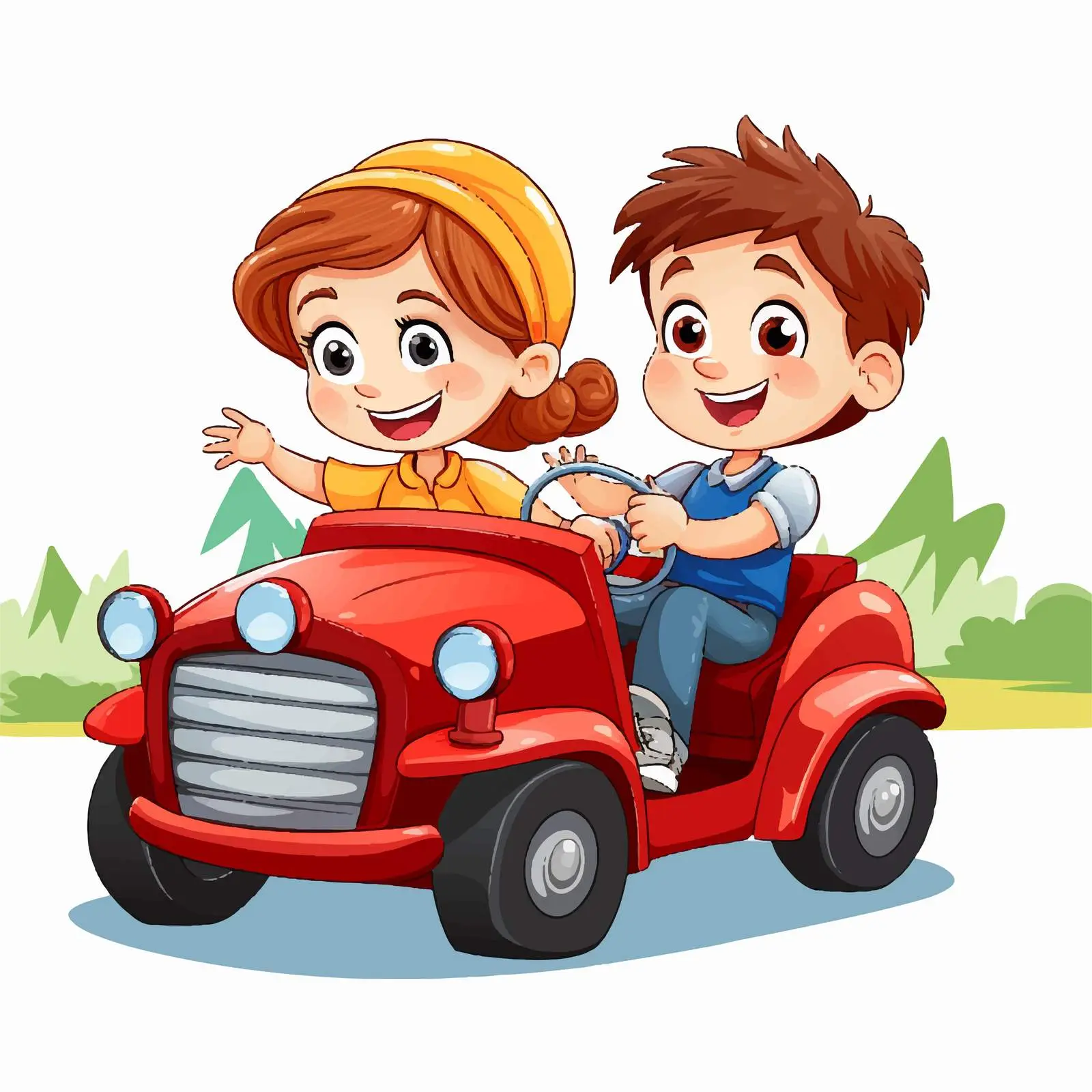 Children Riding in a Car Illustration — free download from Dotvec
