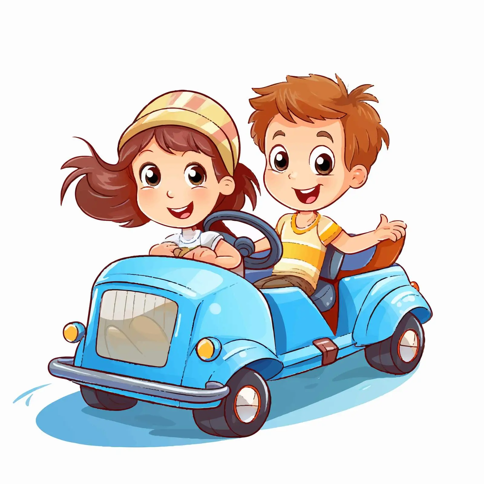 Children Riding in a Car Illustration — free download from Dotvec