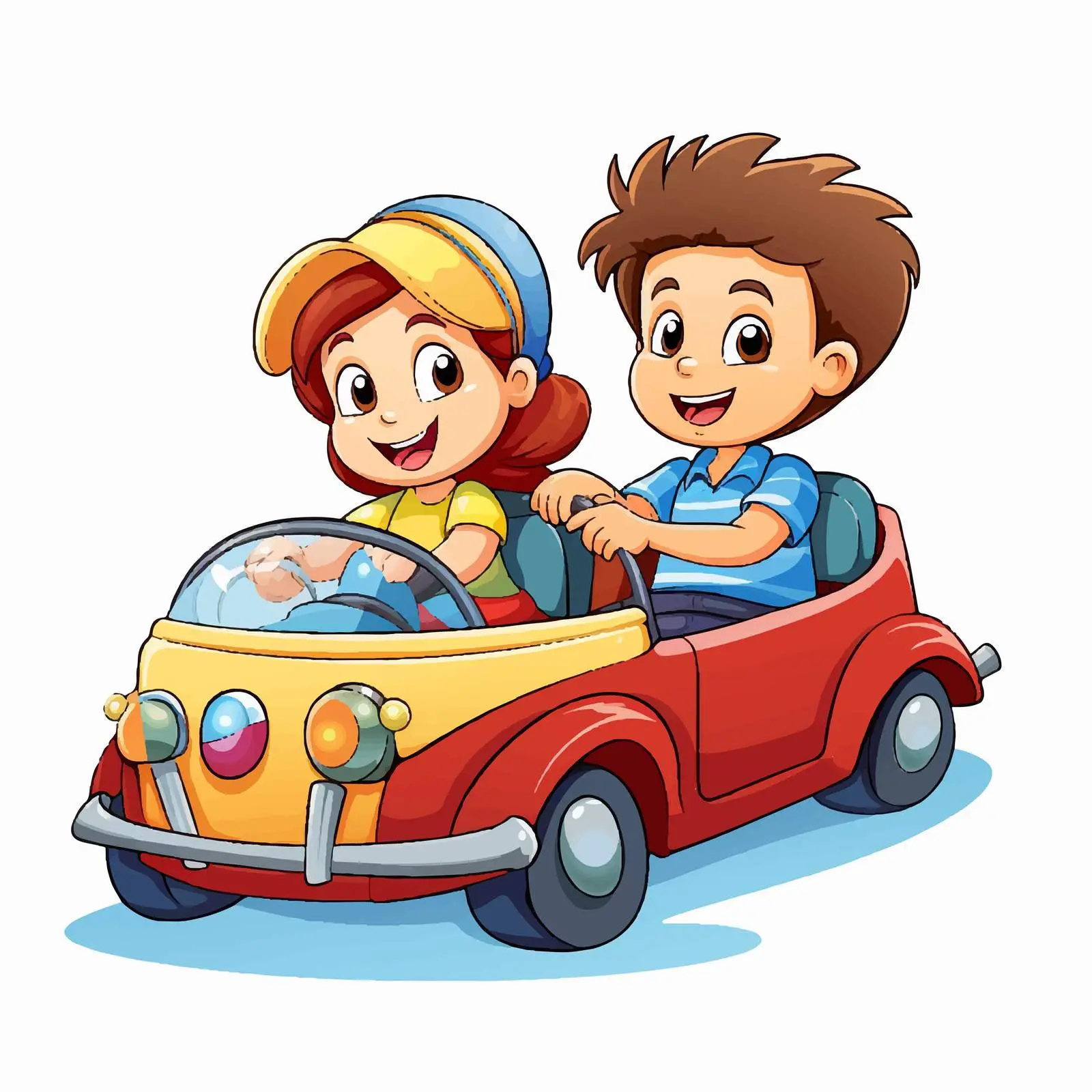 Children Riding Together in a Car Illustration — free download from Dotvec