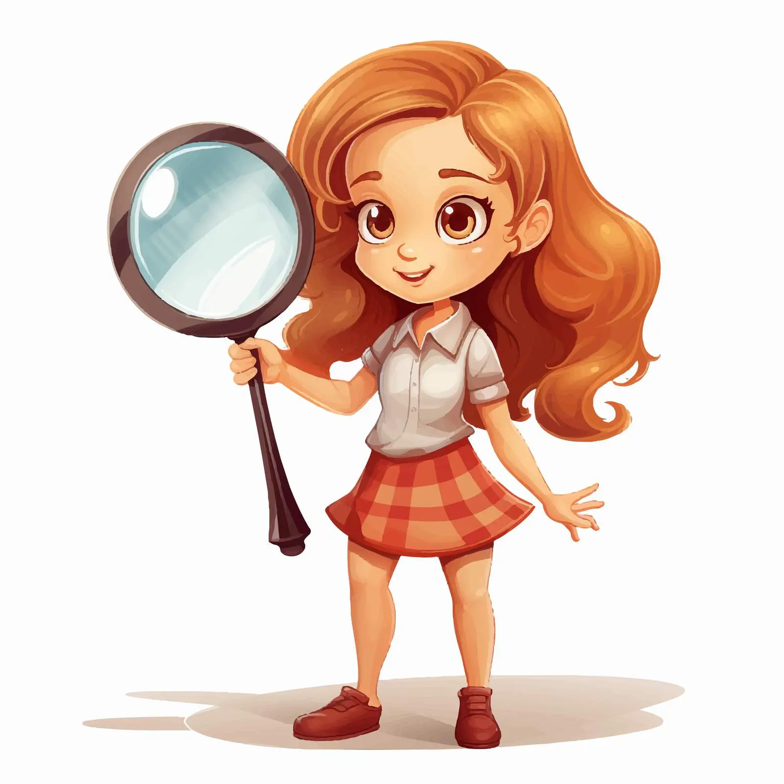 Girl with Magnifier Vector Illustration — free download from Dotvec
