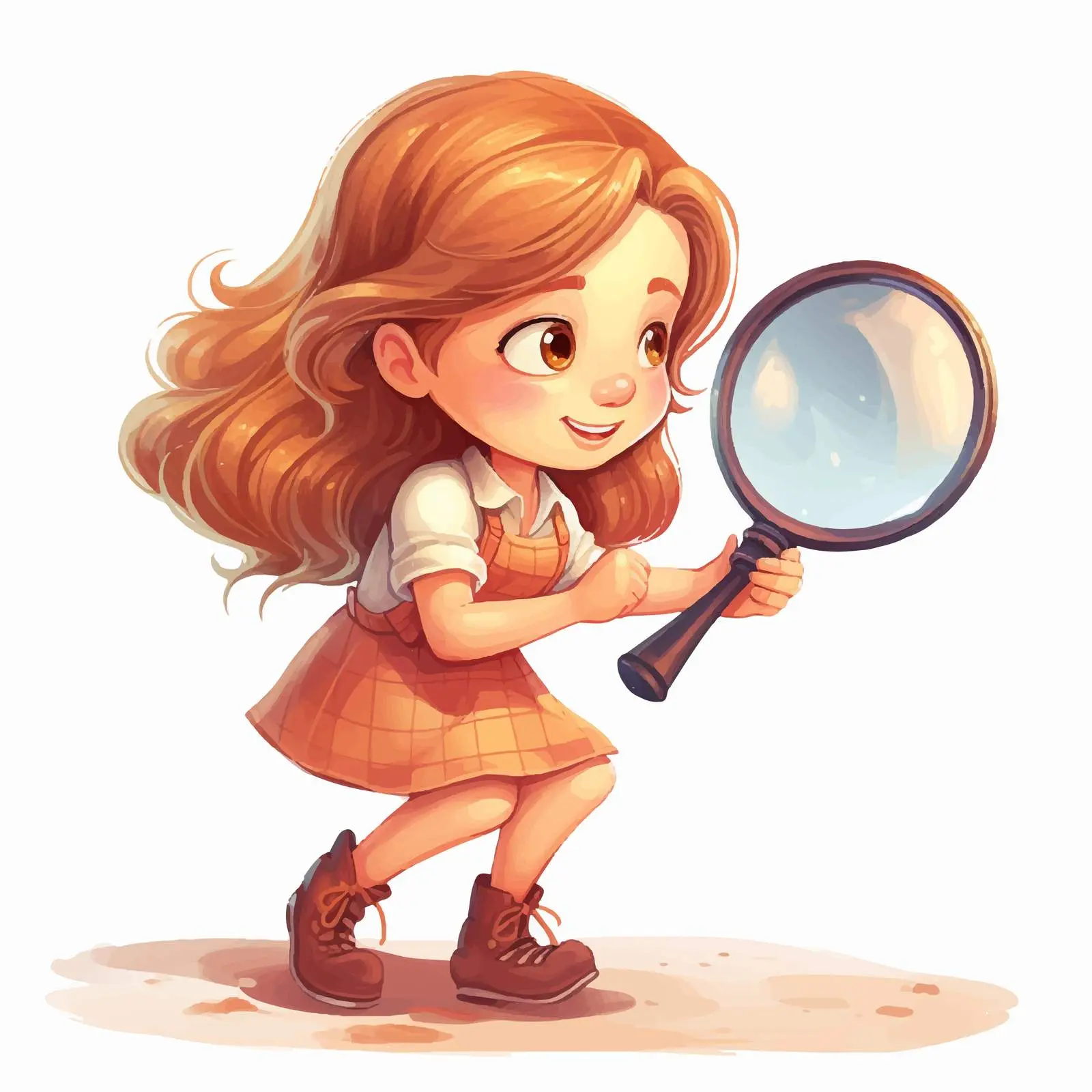 Girl with Magnifier Illustration on White Background — free download from Dotvec