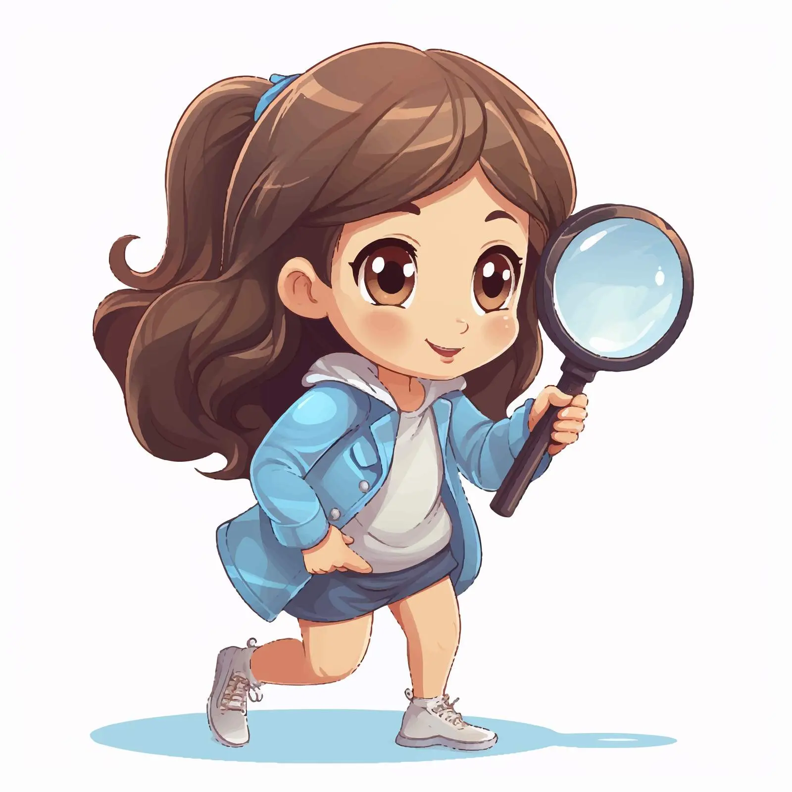 Girl with Magnifier Illustration on White Background — free download from Dotvec