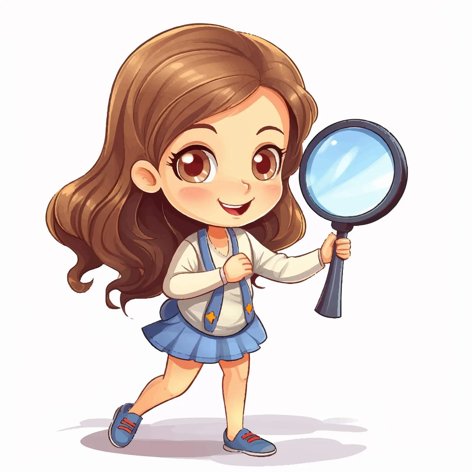 Girl with Magnifier on White Background — free download from Dotvec