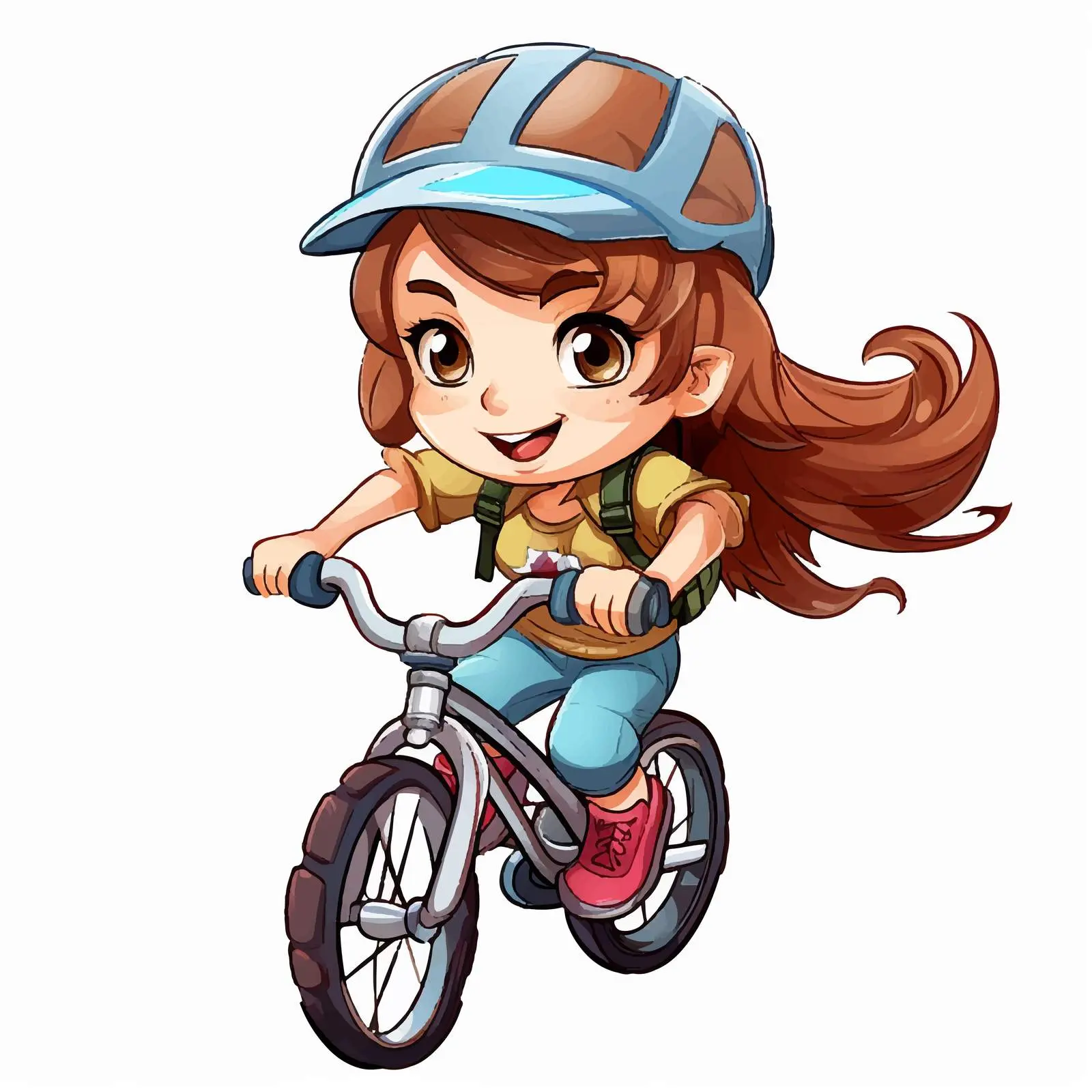 Girl Riding Bicycle Illustration in Cartoon Style — free download from Dotvec