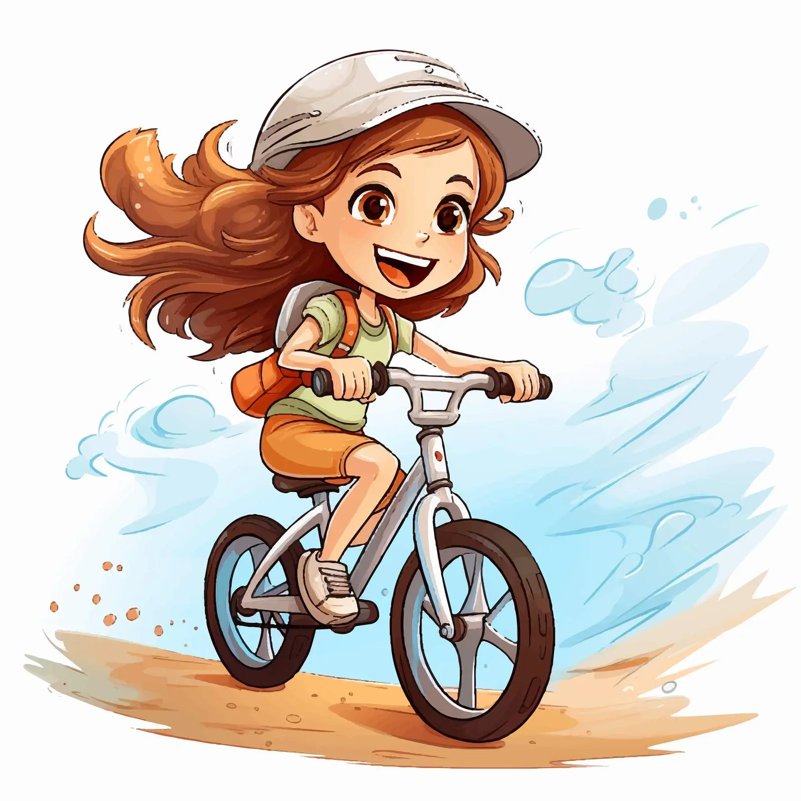 Cartoon Girl Biking Vector Illustration – free green transportation image from Dotvec