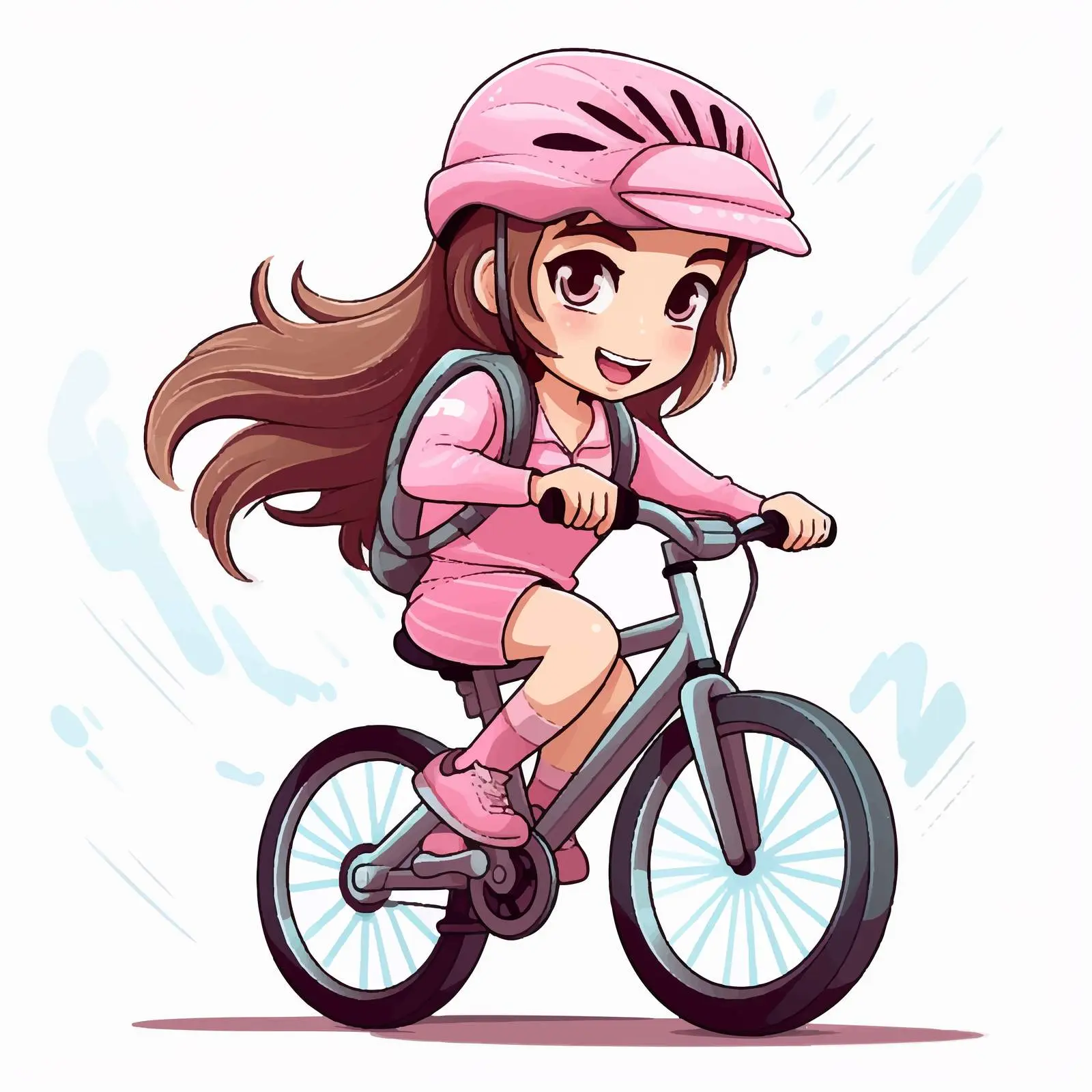 Cartoon Vector of Girl Biking Illustration — free download from Dotvec