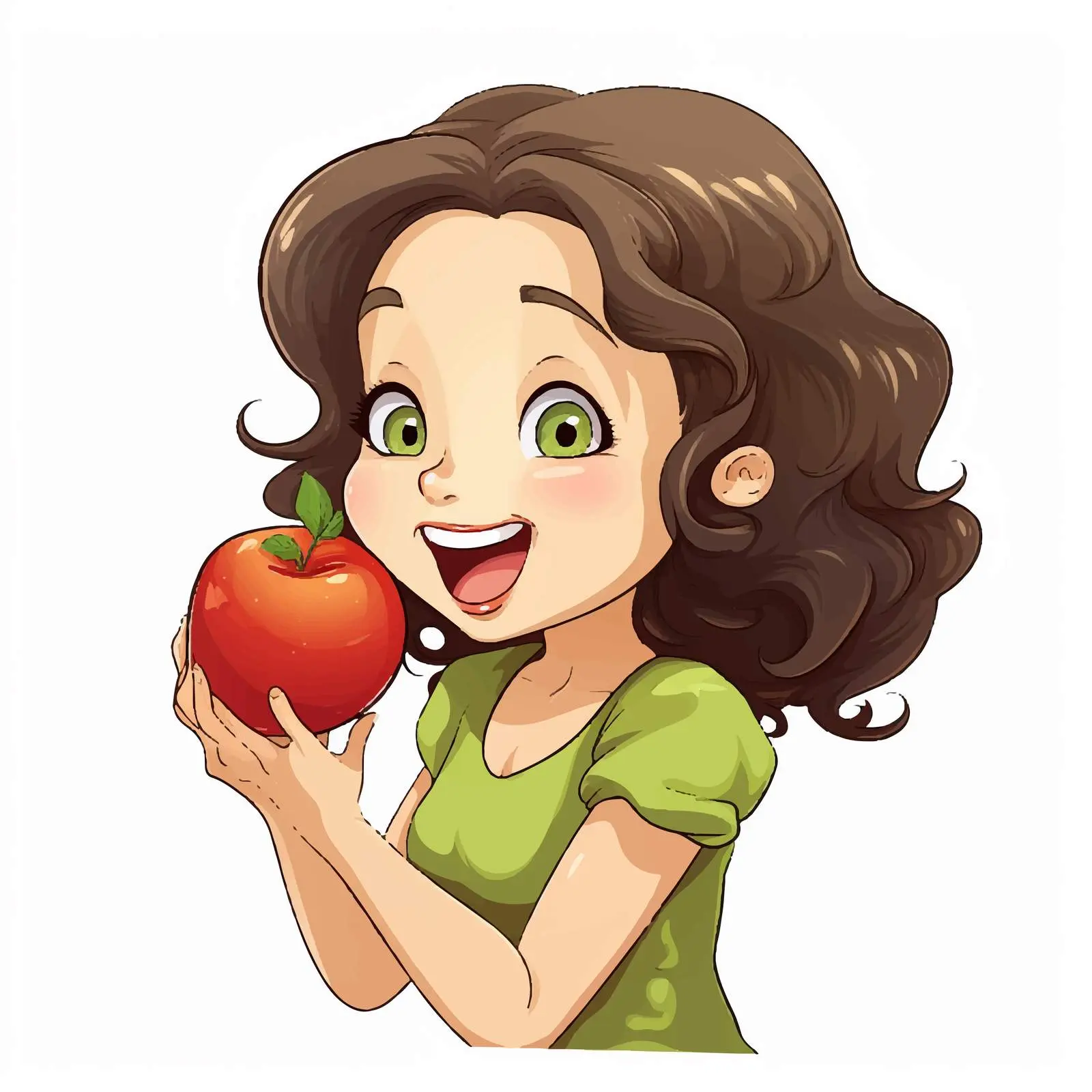 Girl Biting Apple Illustration on White Background — free download from Dotvec