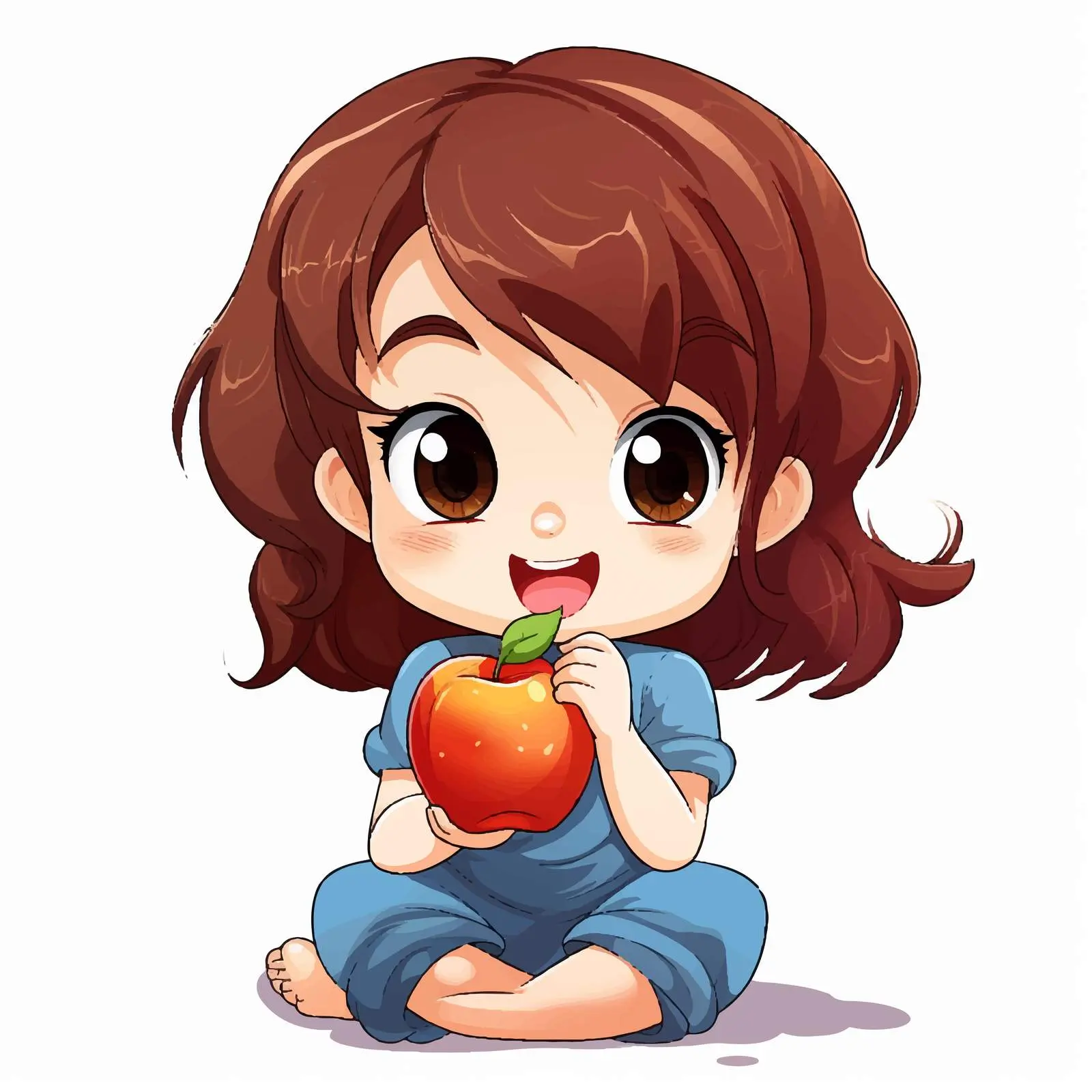 Girl Biting Apple Vector Illustration — free download from Dotvec