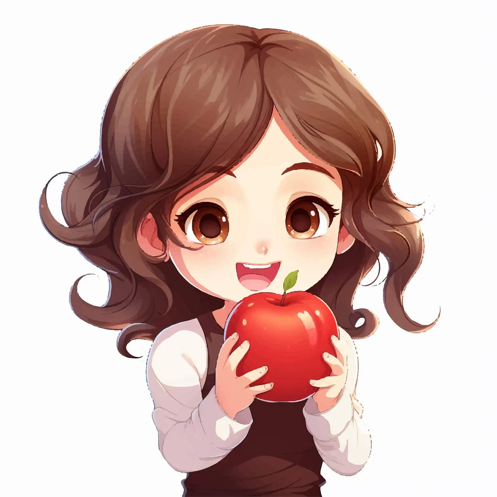 Girl Biting Apple Vector Illustration — free download from Dotvec