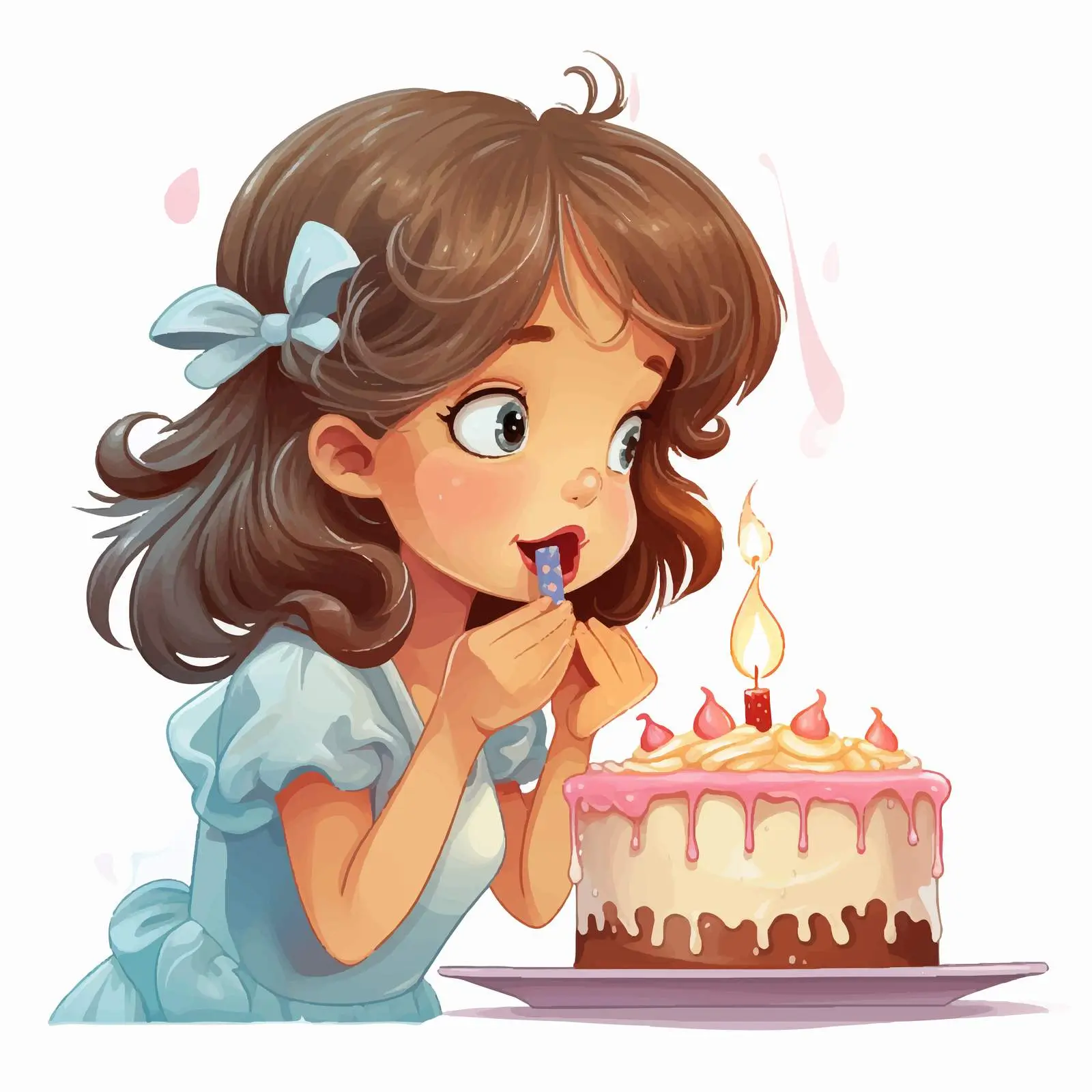 Girl Blowing Out Birthday Cake Candle Illustration — free download from Dotvec