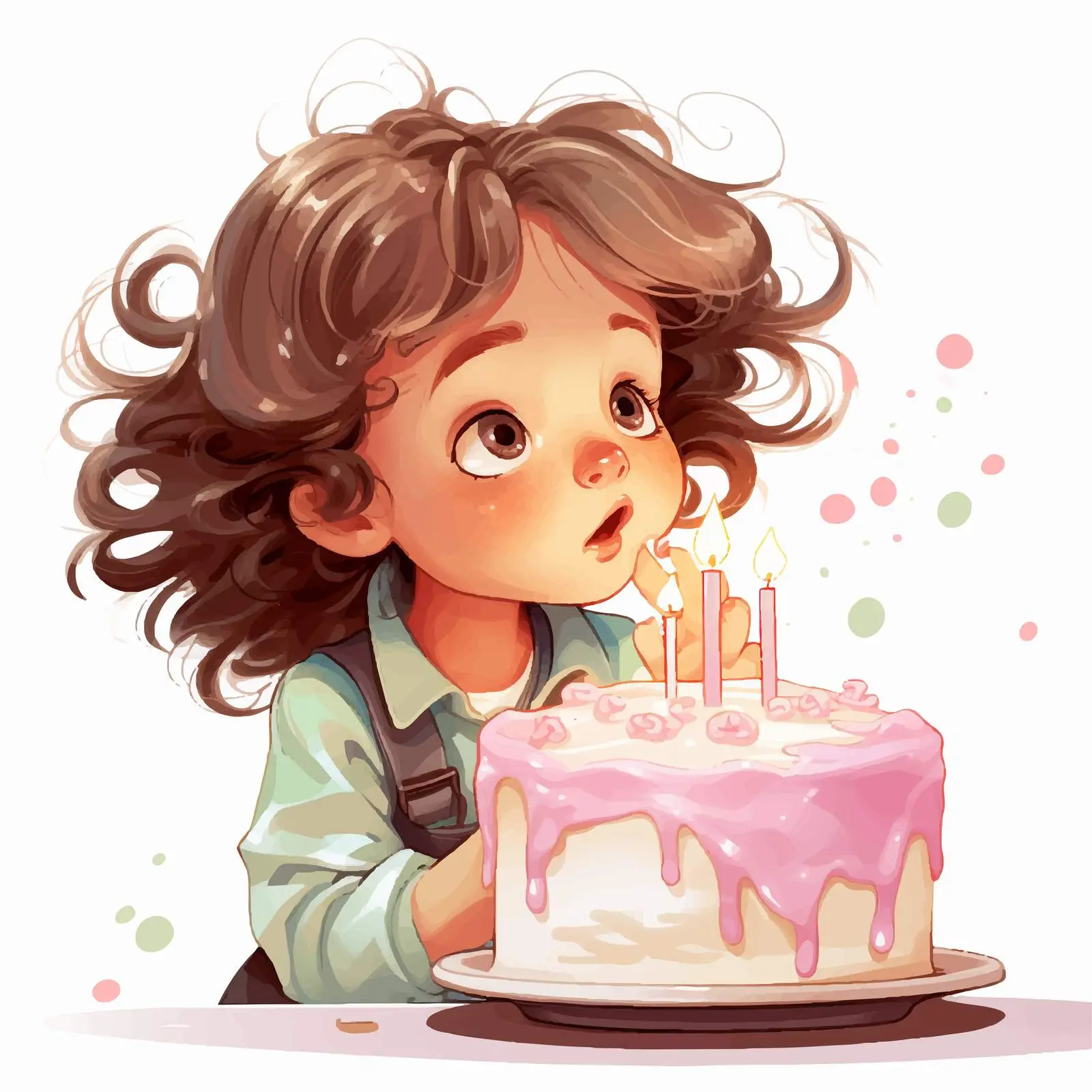 Girl Blowing Out Birthday Cake Candles Vector — free download from Dotvec