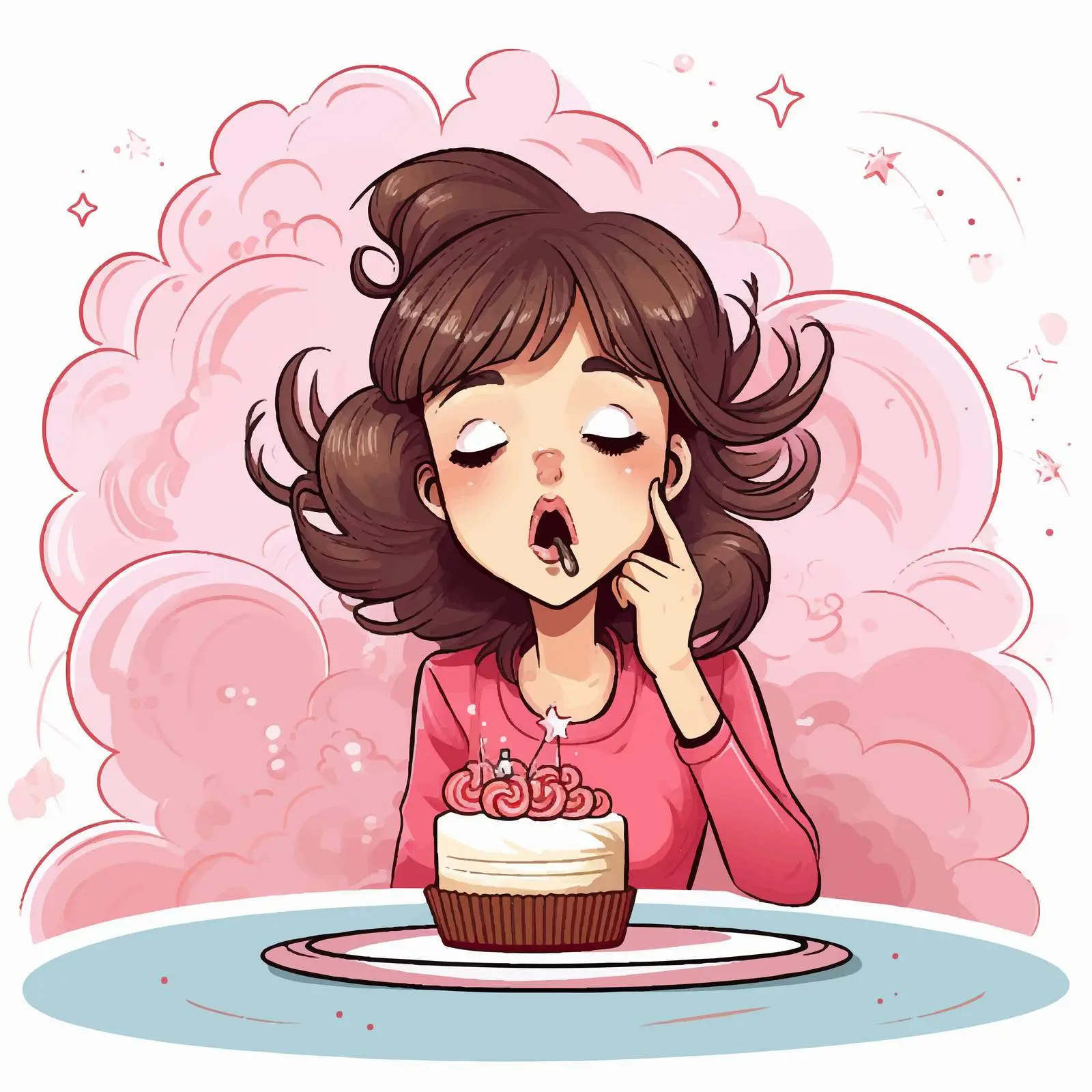 Girl Blowing Cake Cartoon Vector Illustration — free download from Dotvec