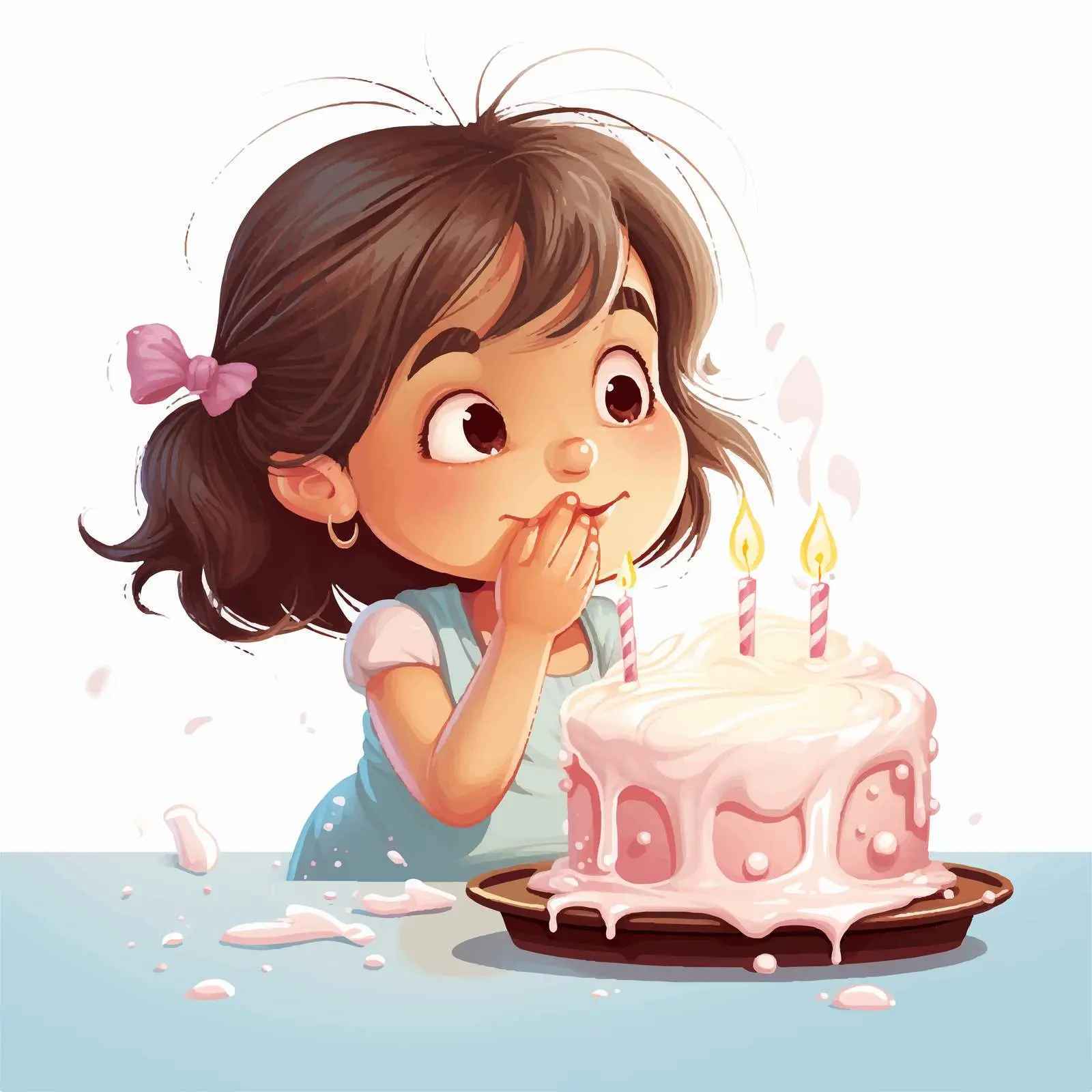 Girl Blowing Out Birthday Cake Candles Vector — free download from Dotvec