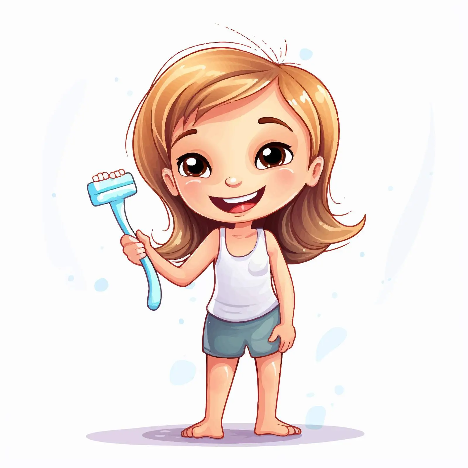 Girl Brushing Teeth on White Background — free download from Dotvec