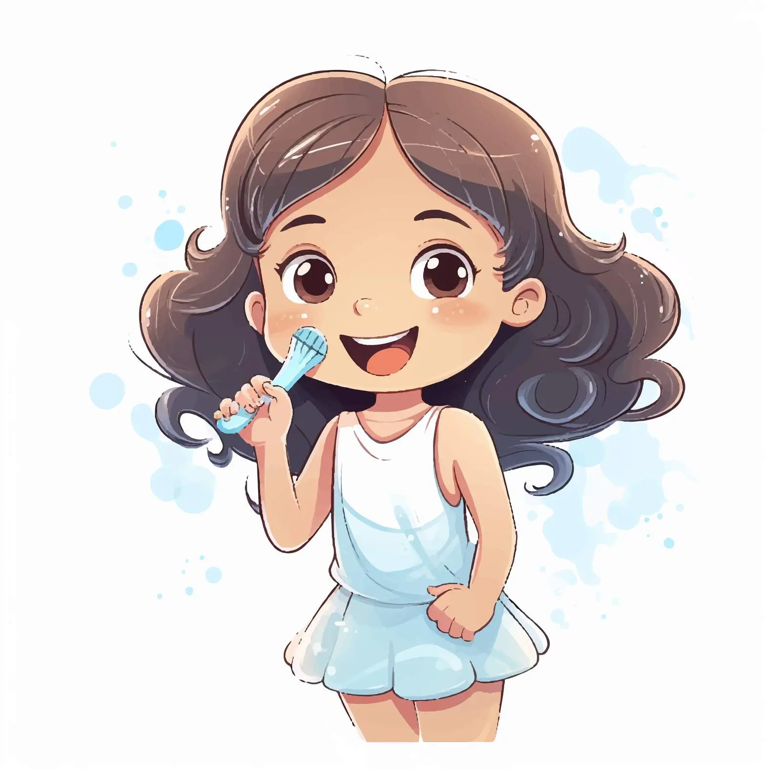Girl Brushing Teeth Illustration on White Background — free download from Dotvec