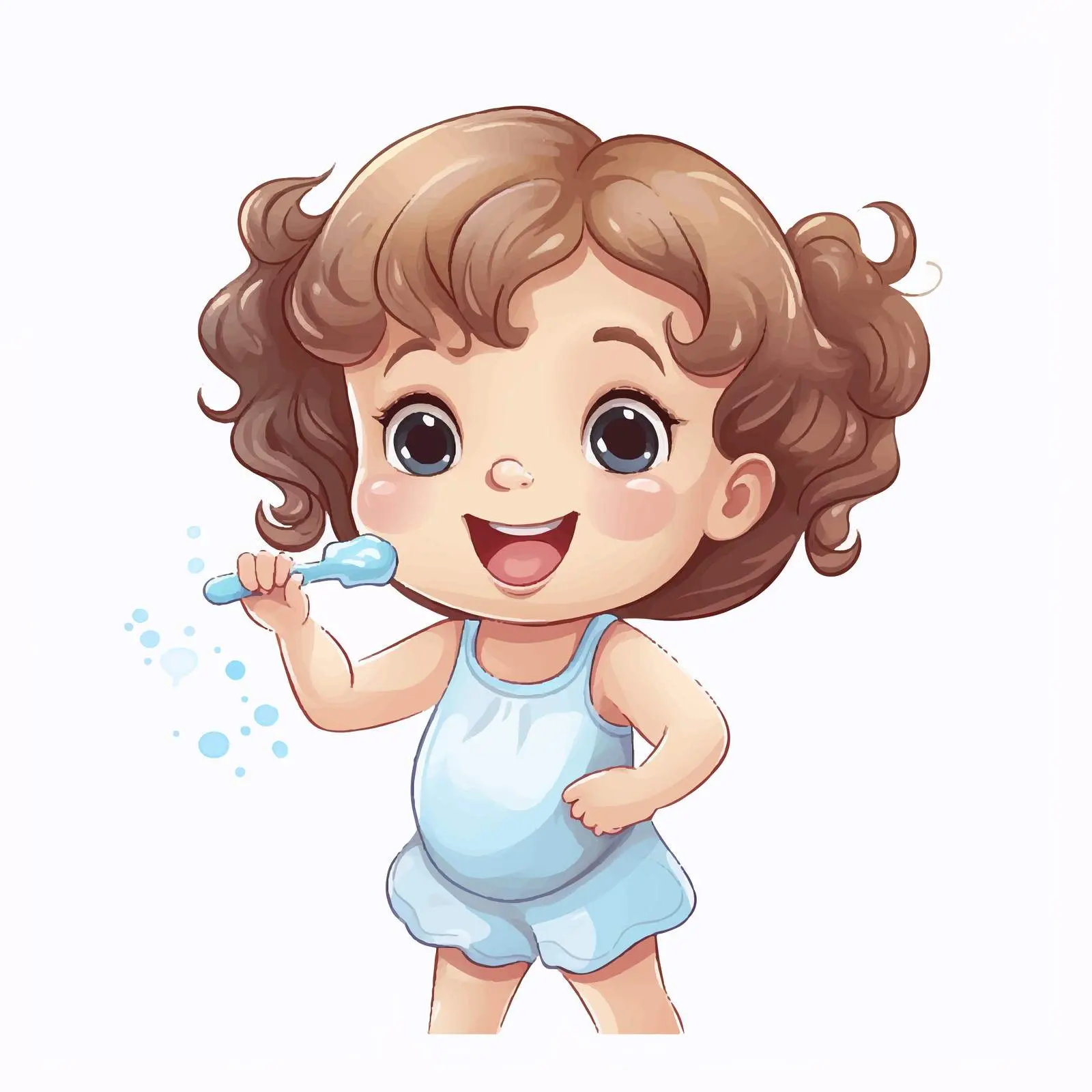 Girl Brushing Teeth Illustration on White Background — free download from Dotvec