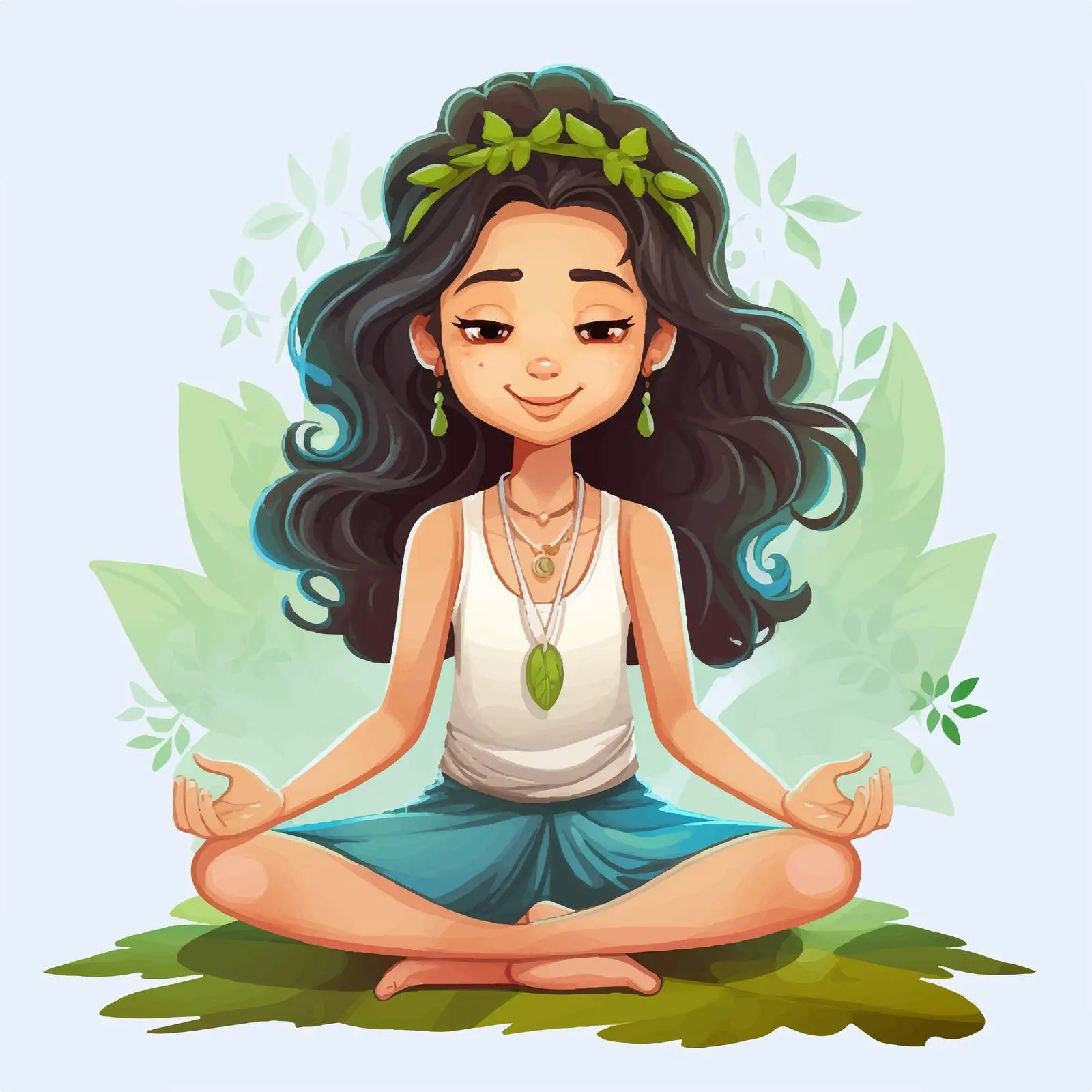 Girl Practicing Yoga Illustration on White Background — free download from Dotvec