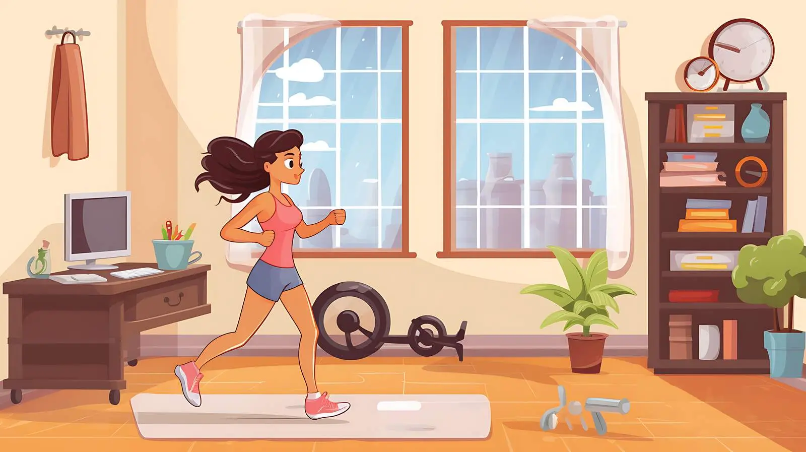 Girl Exercising Room Workout Illustration — free download from Dotvec
